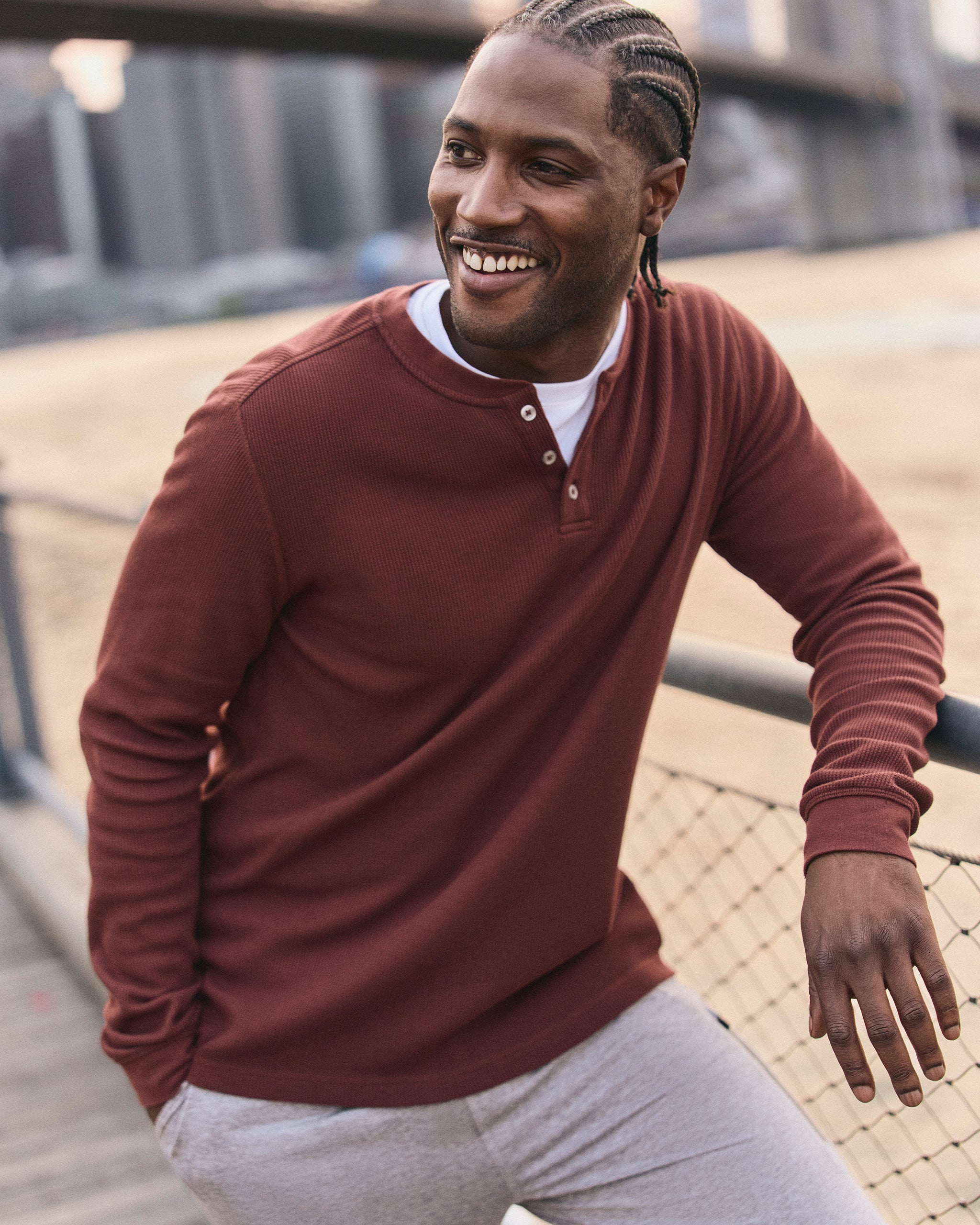 Waffle Henley | Burgundy - Image 4