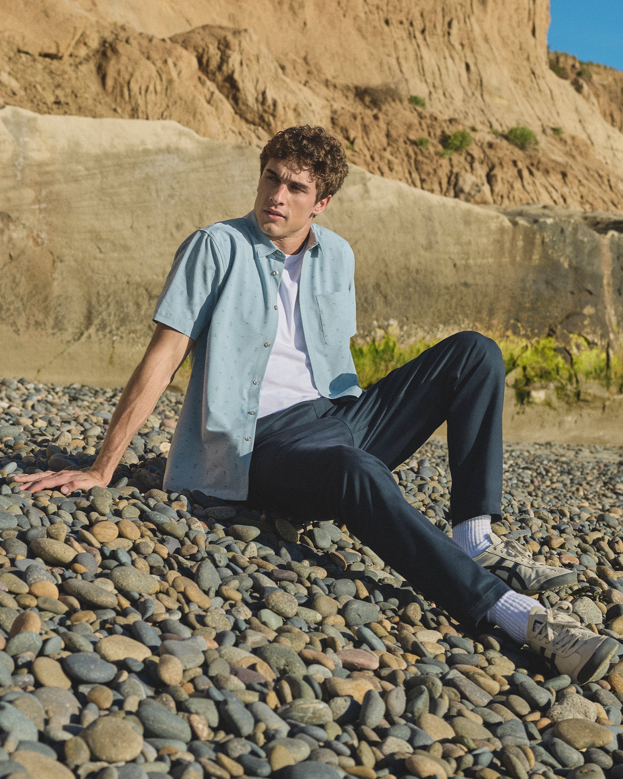 Short Sleeve Bridge Button Down | Raindrop Stone