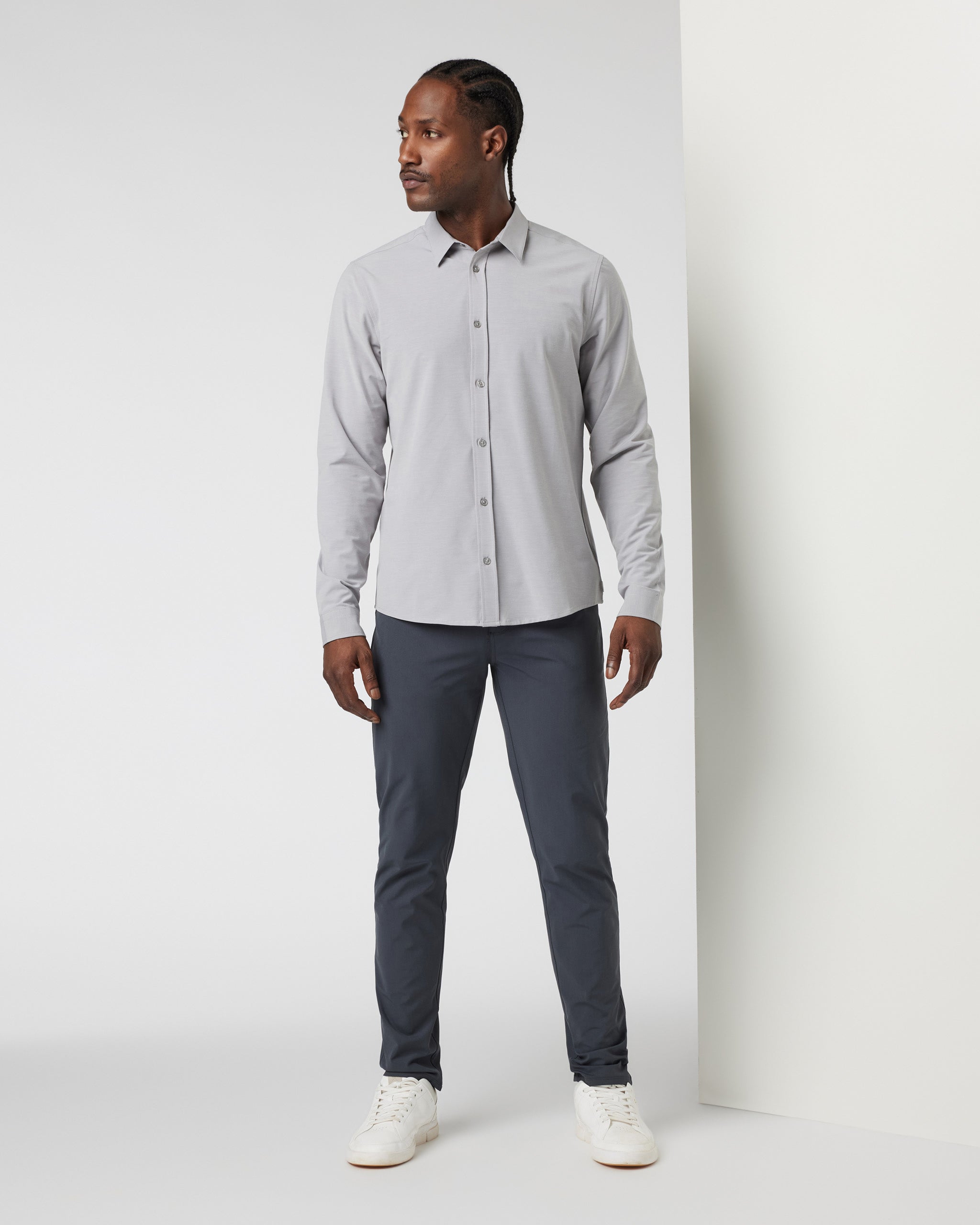 Long Sleeve Bridge Button Down | Fog - Image 3