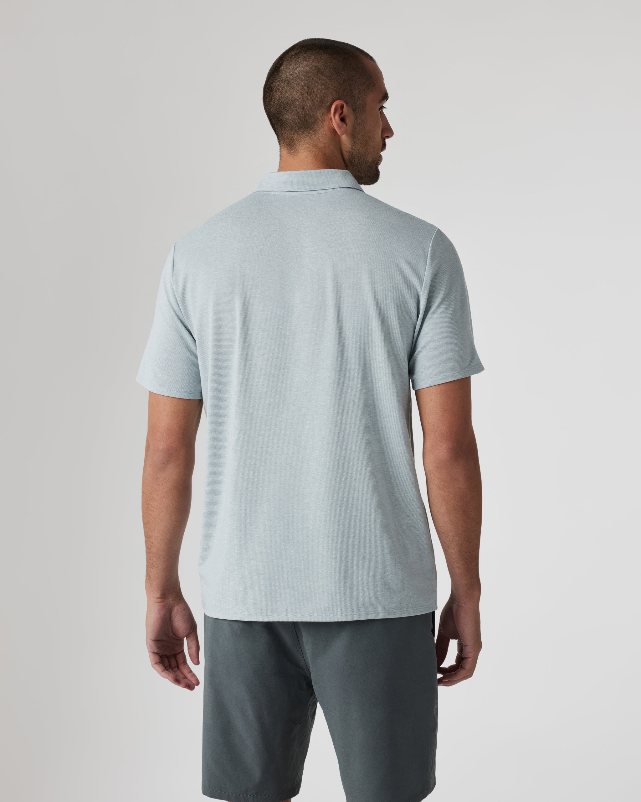 Knit Twill Polo | Chalk Blue Heather - Image 2