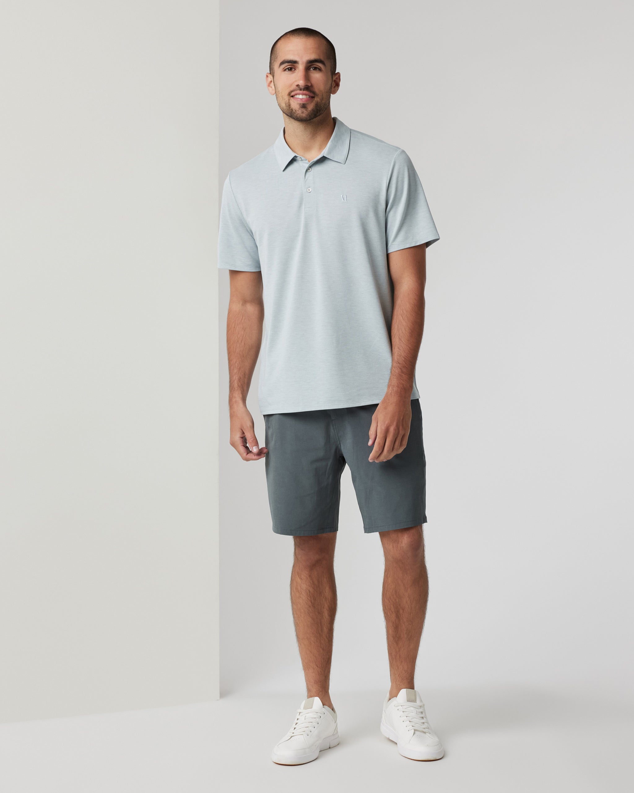 Knit Twill Polo | Chalk Blue Heather - Image 4
