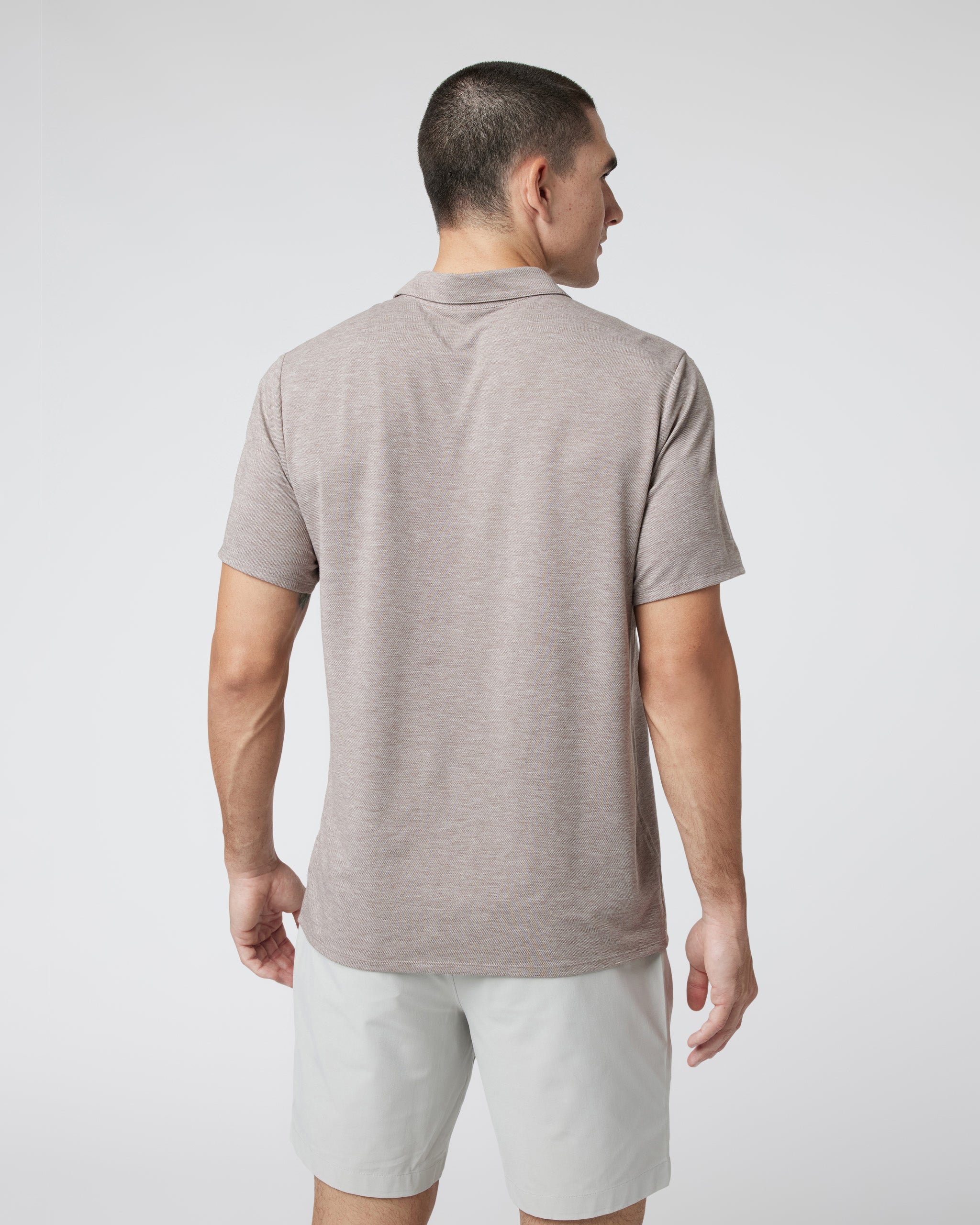 Knit Twill Polo | Fossil Heather - Image 2