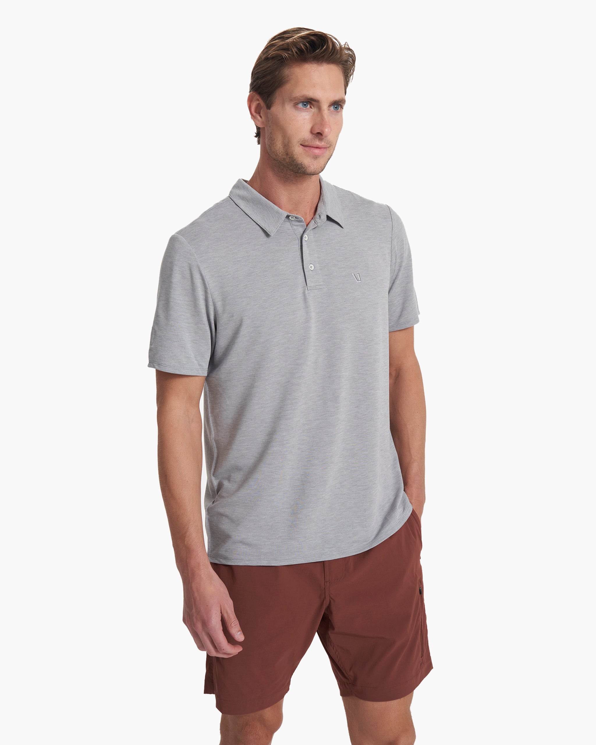 Knit Twill Polo | Steel Heather - Image 2