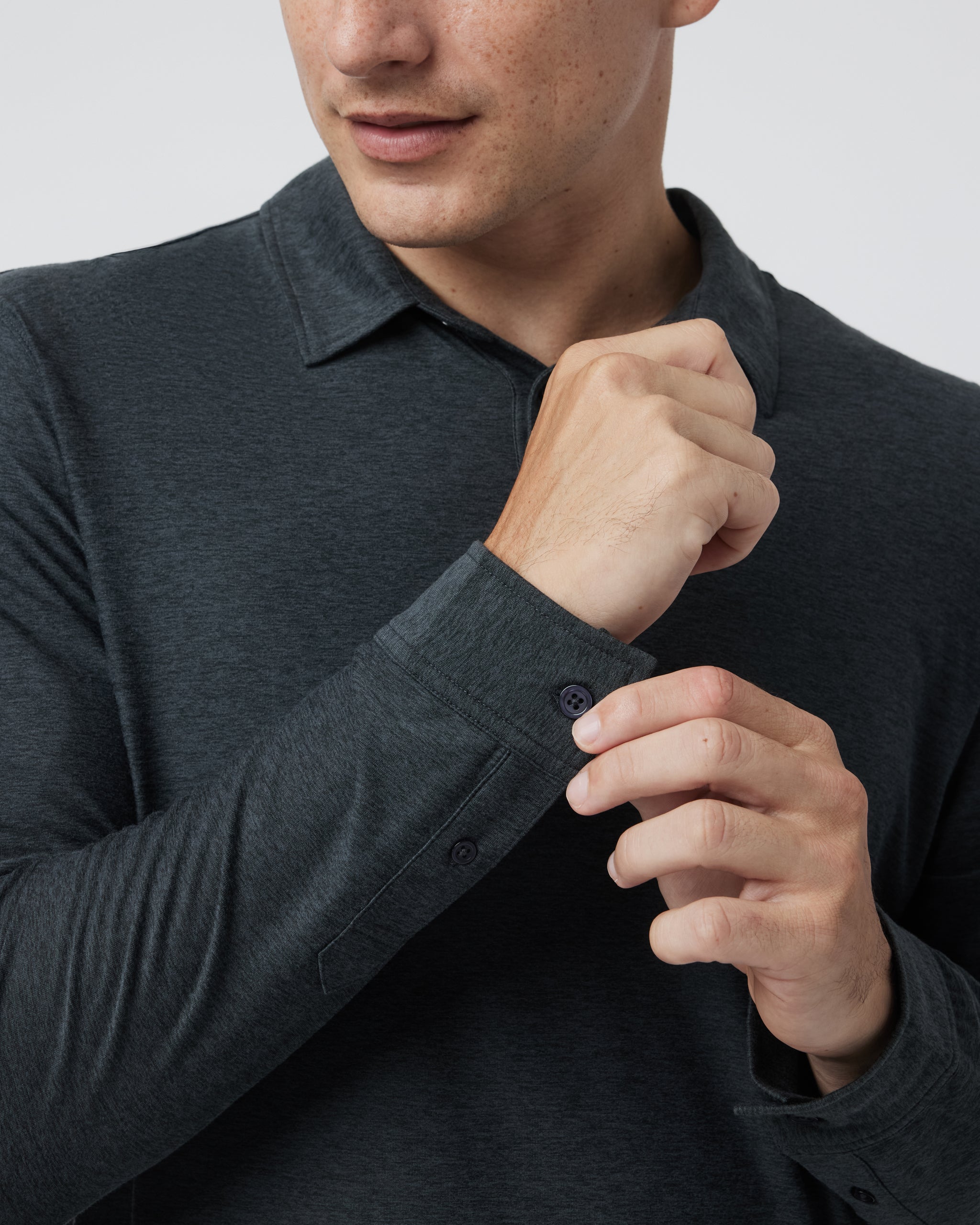 Long Sleeve Strato Tech Polo | Charcoal Heather - Image 2