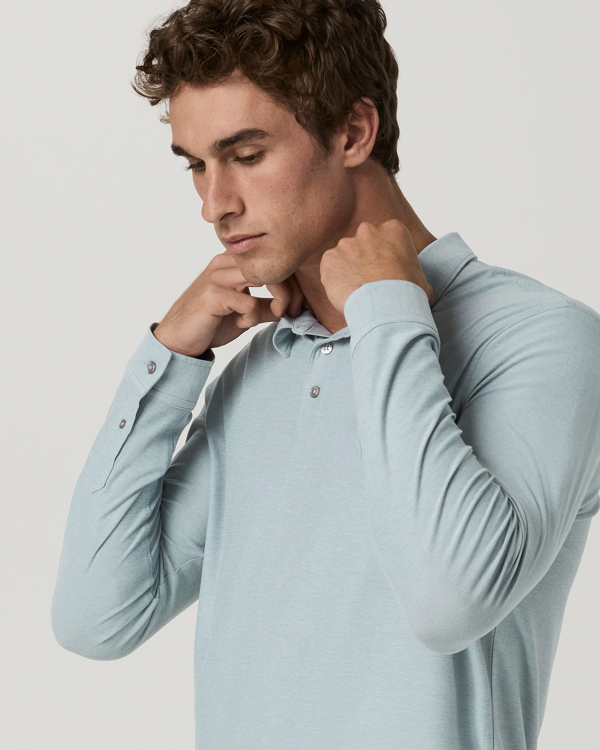 Long Sleeve Strato Tech Polo | Raindrop Heather - Image 2