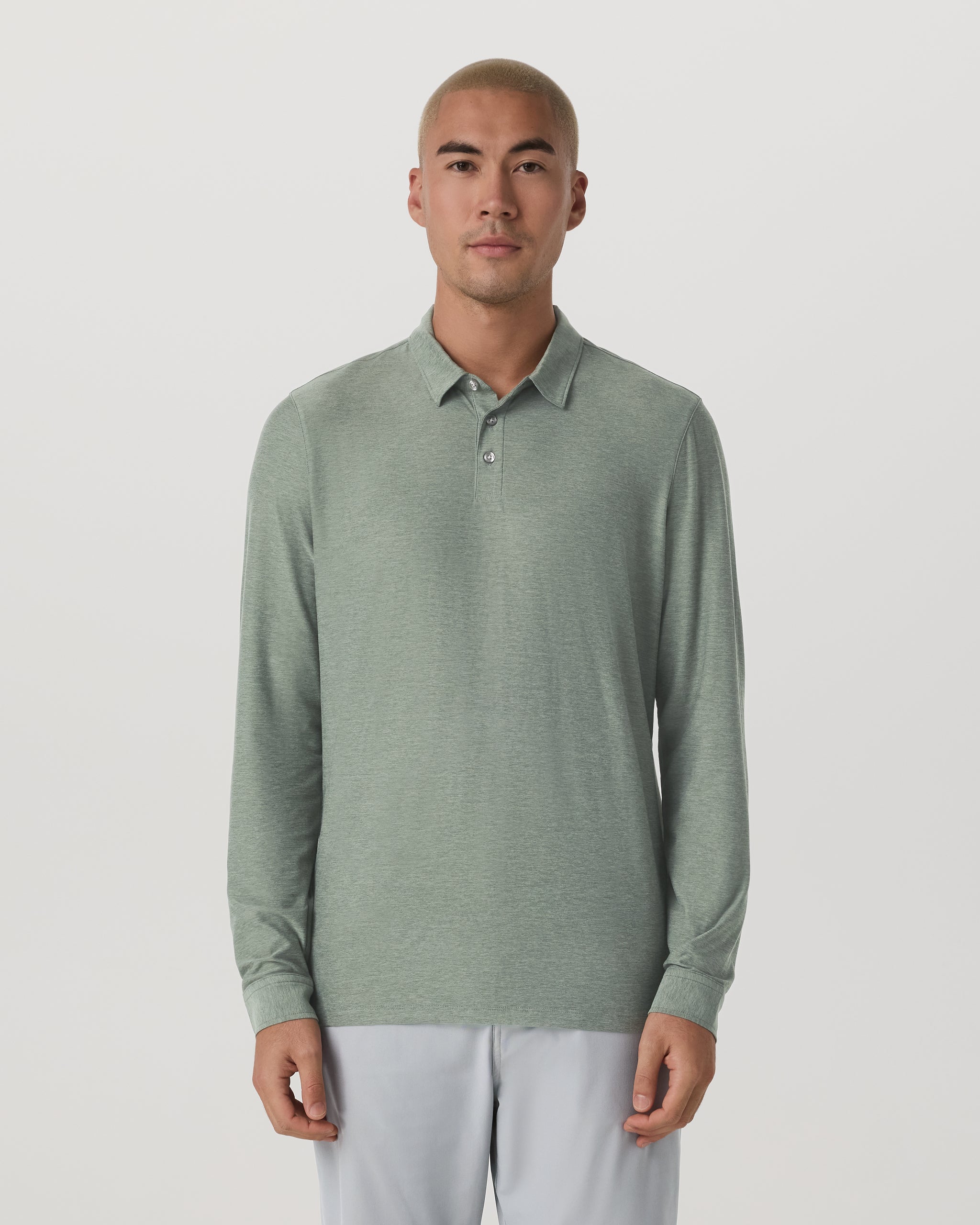 Long Sleeve Strato Tech Polo | Thyme Heather - Image 5