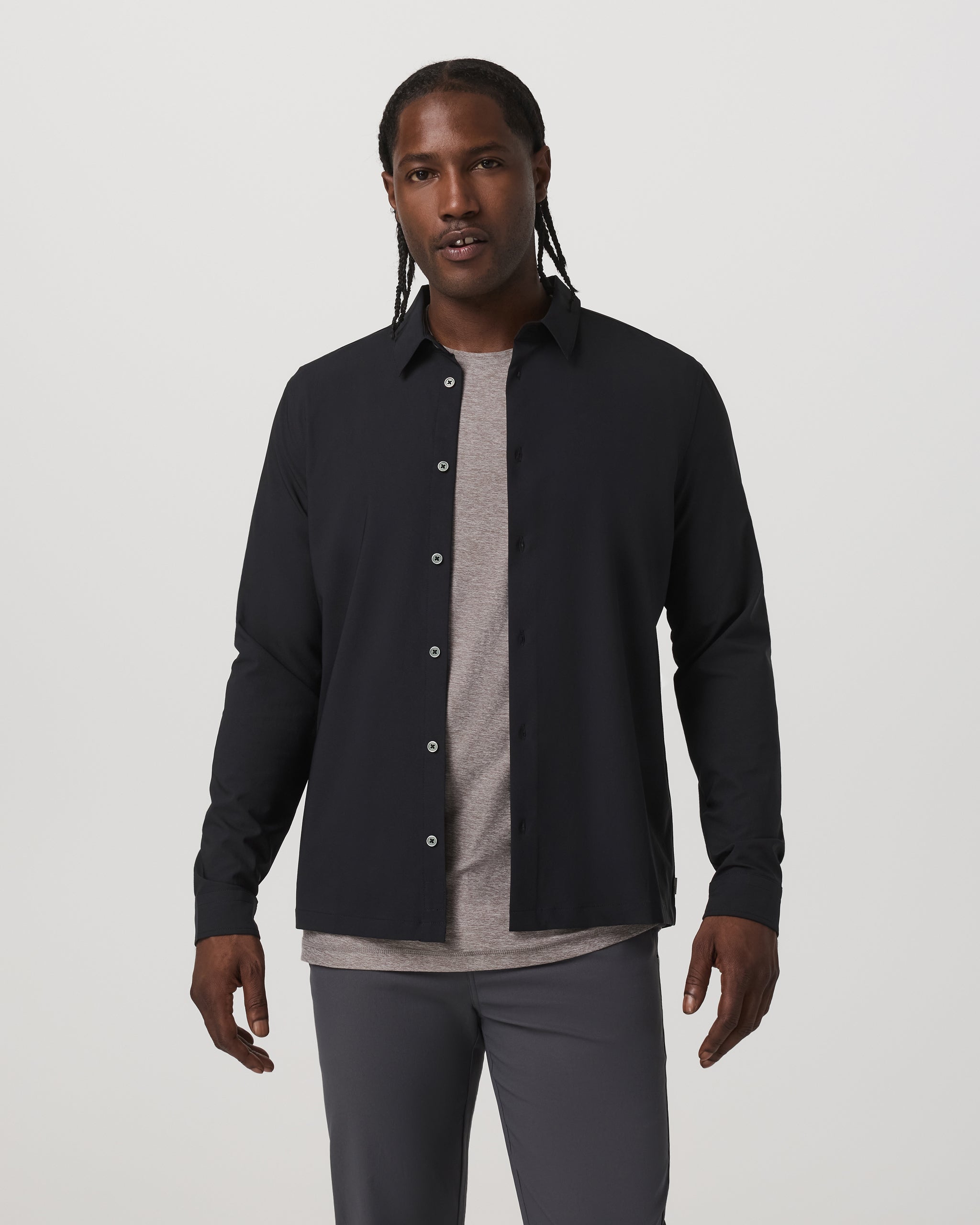 Long Sleeve Manhattan Button Down | Black - Image 3