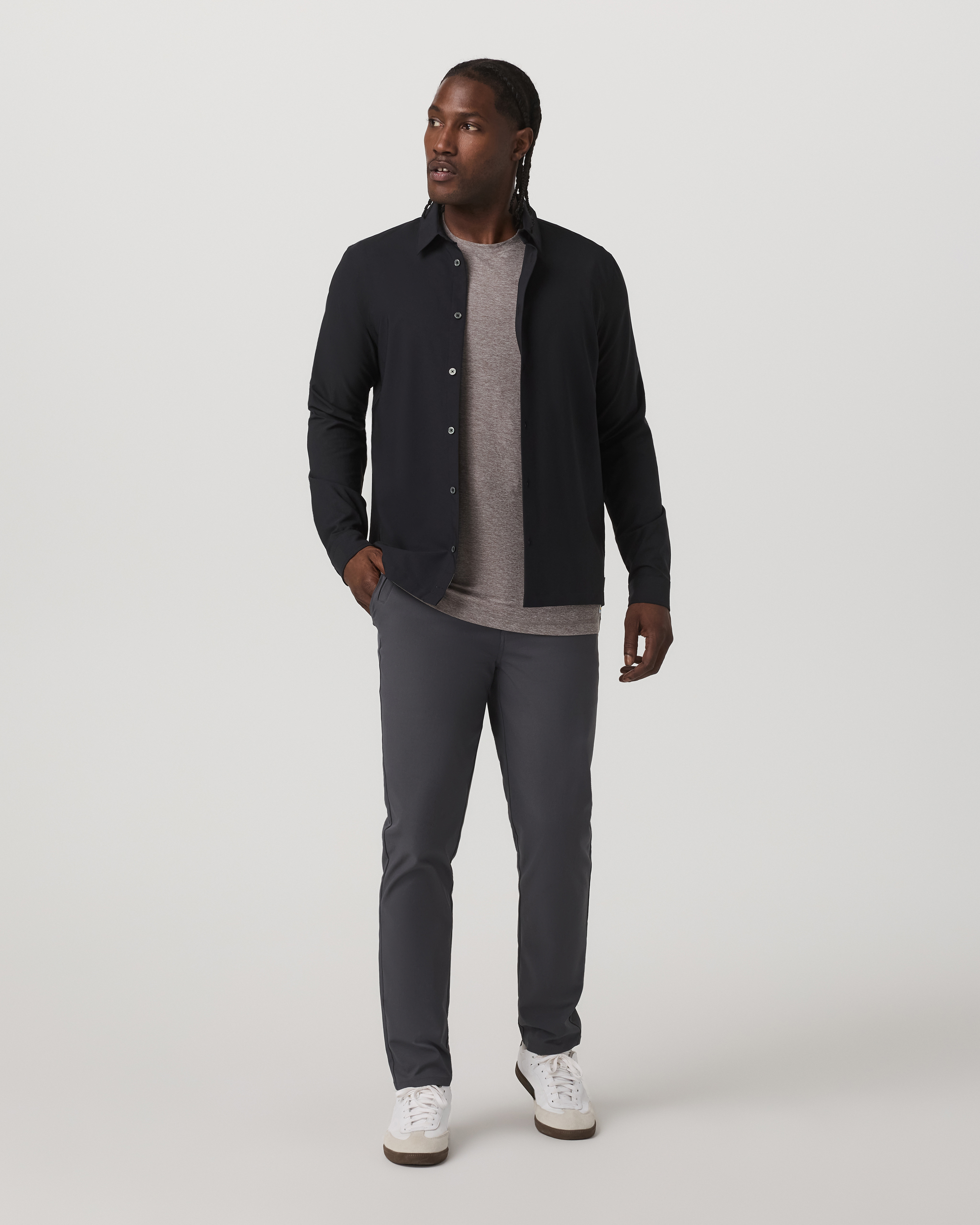 Long Sleeve Manhattan Button Down | Black - Image 5