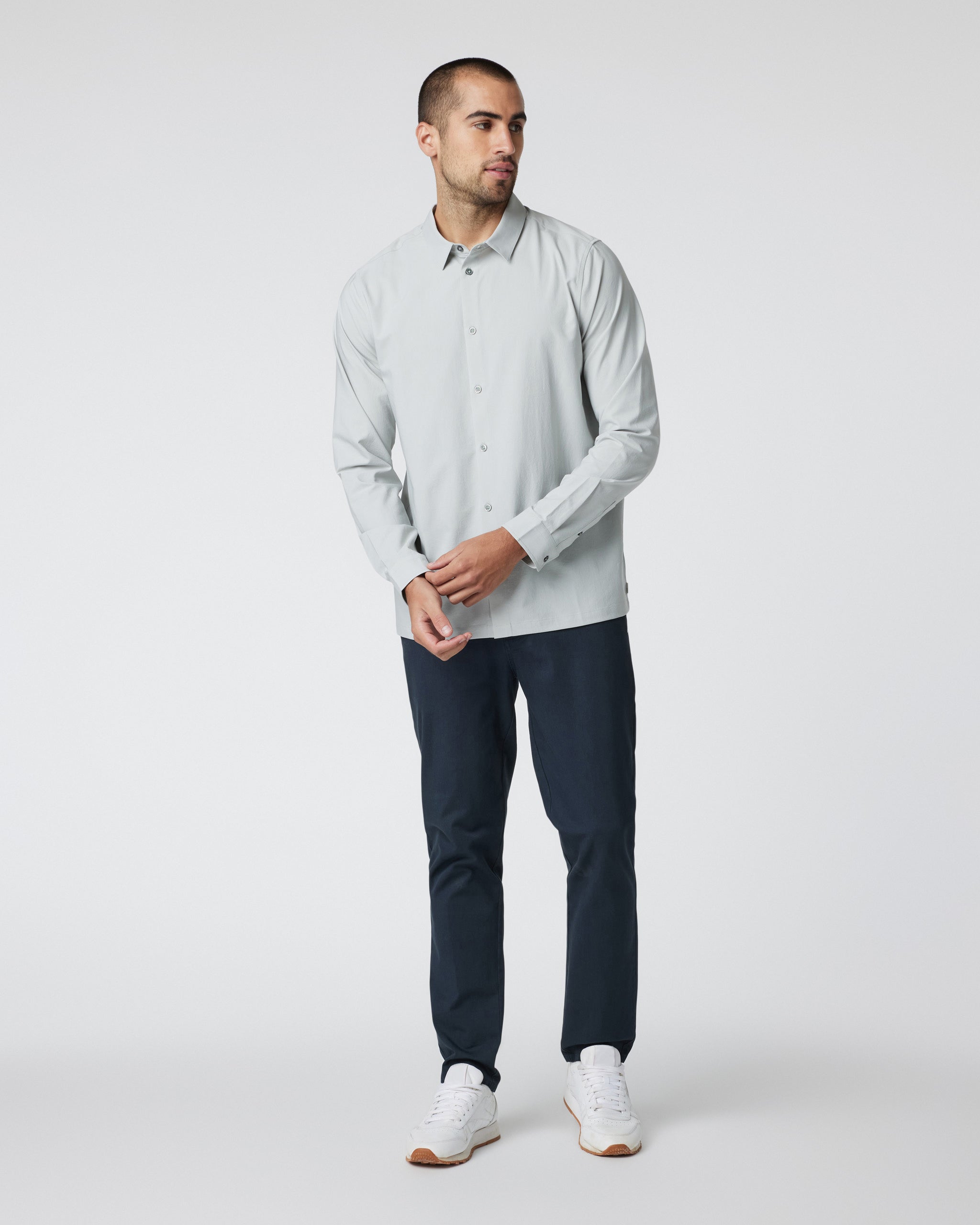 Long Sleeve Manhattan Button Down | Sky Grey - Image 5