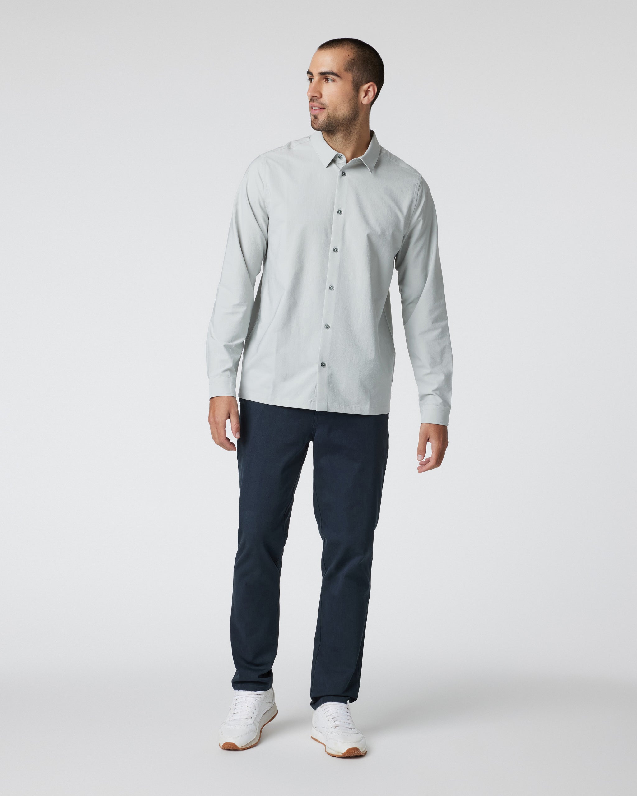 Long Sleeve Manhattan Button Down | Sky Grey - Image 3