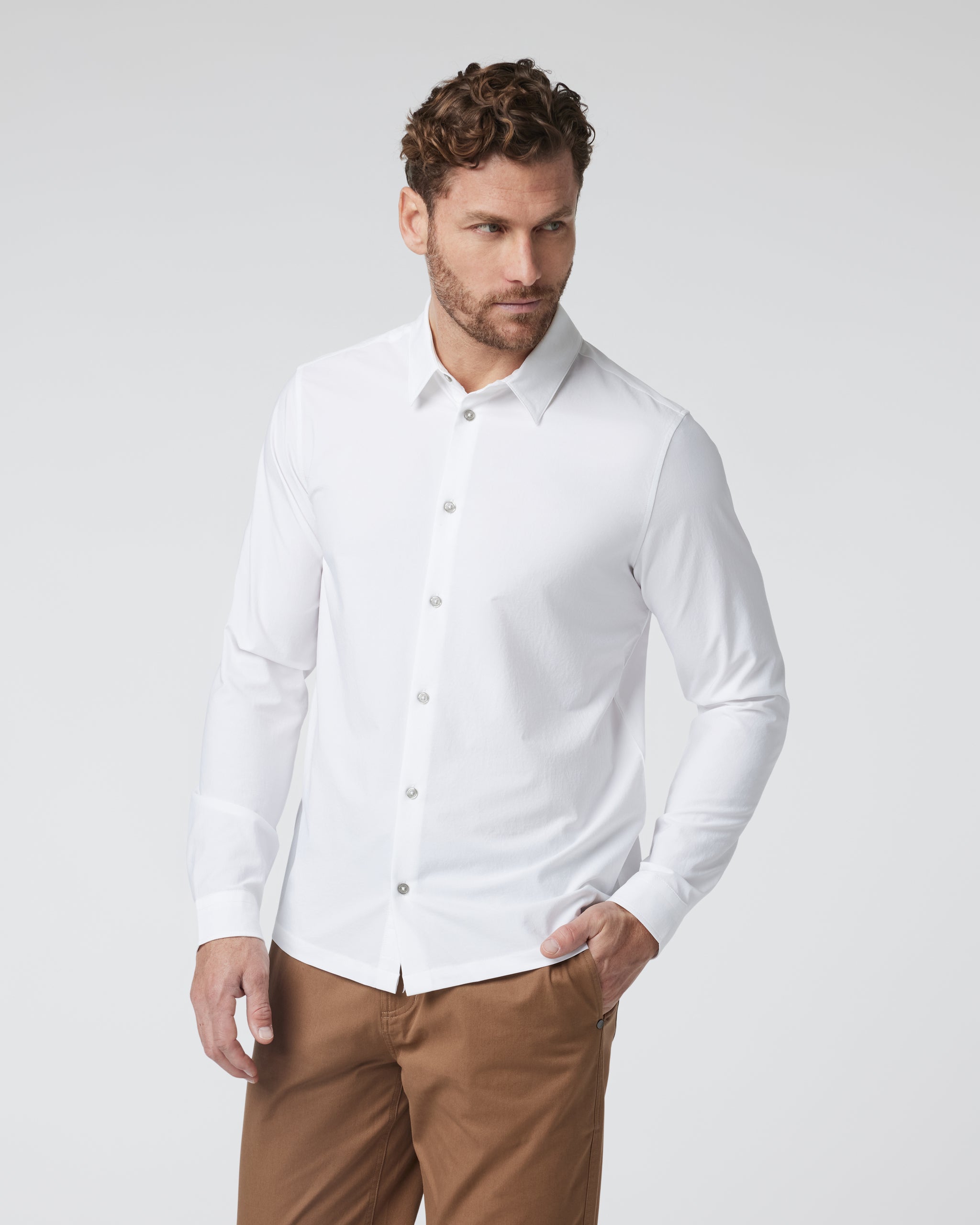 Long Sleeve Manhattan Button Down | White - Image 3