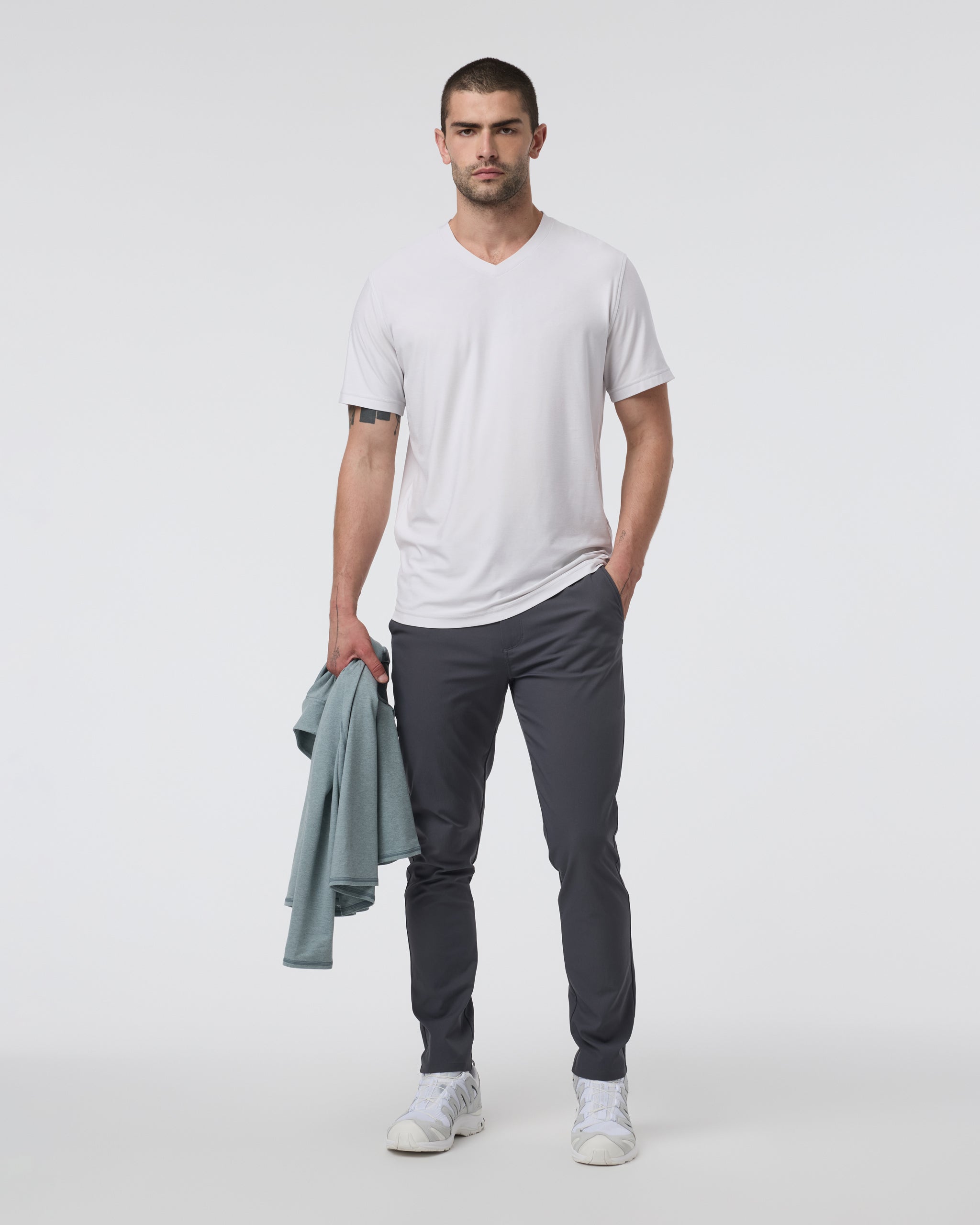 Strato Tech V-Neck Tee | Frost Grey Heather - Image 3