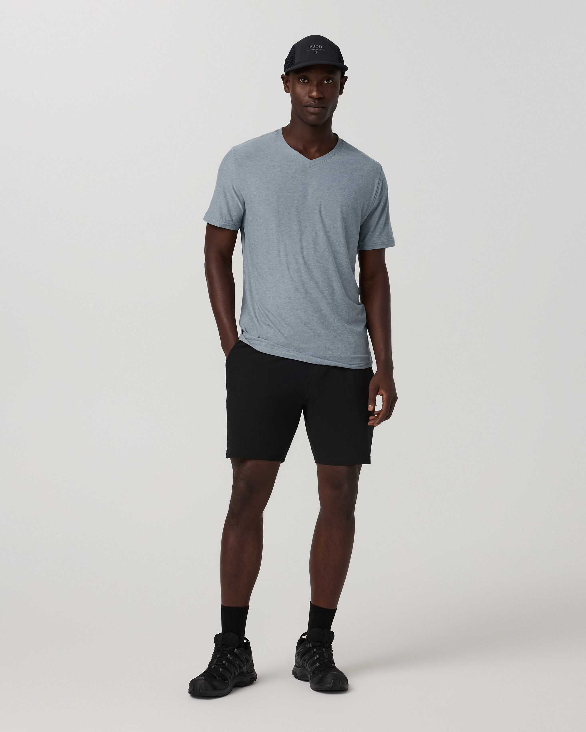 Strato Tech V-Neck Tee | Dusty Blue Heather - Image 4