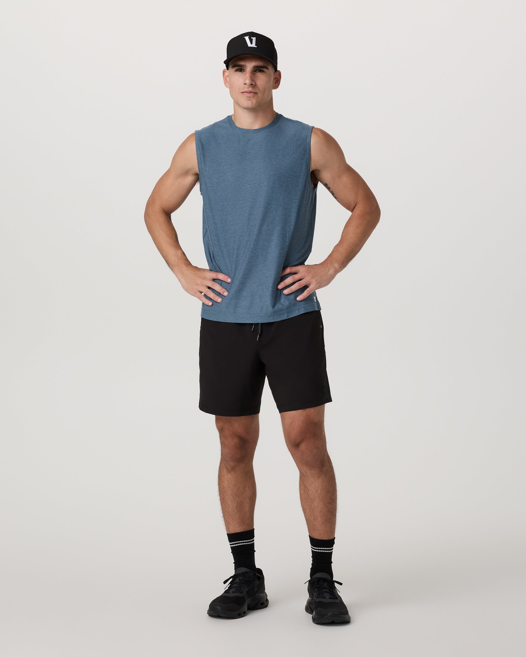 Strato Muscle Tee | Pool Blue Heather - Image 5