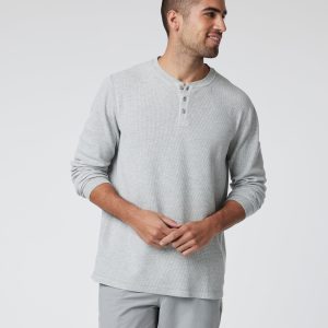 Waffle Henley | Light Heather Grey