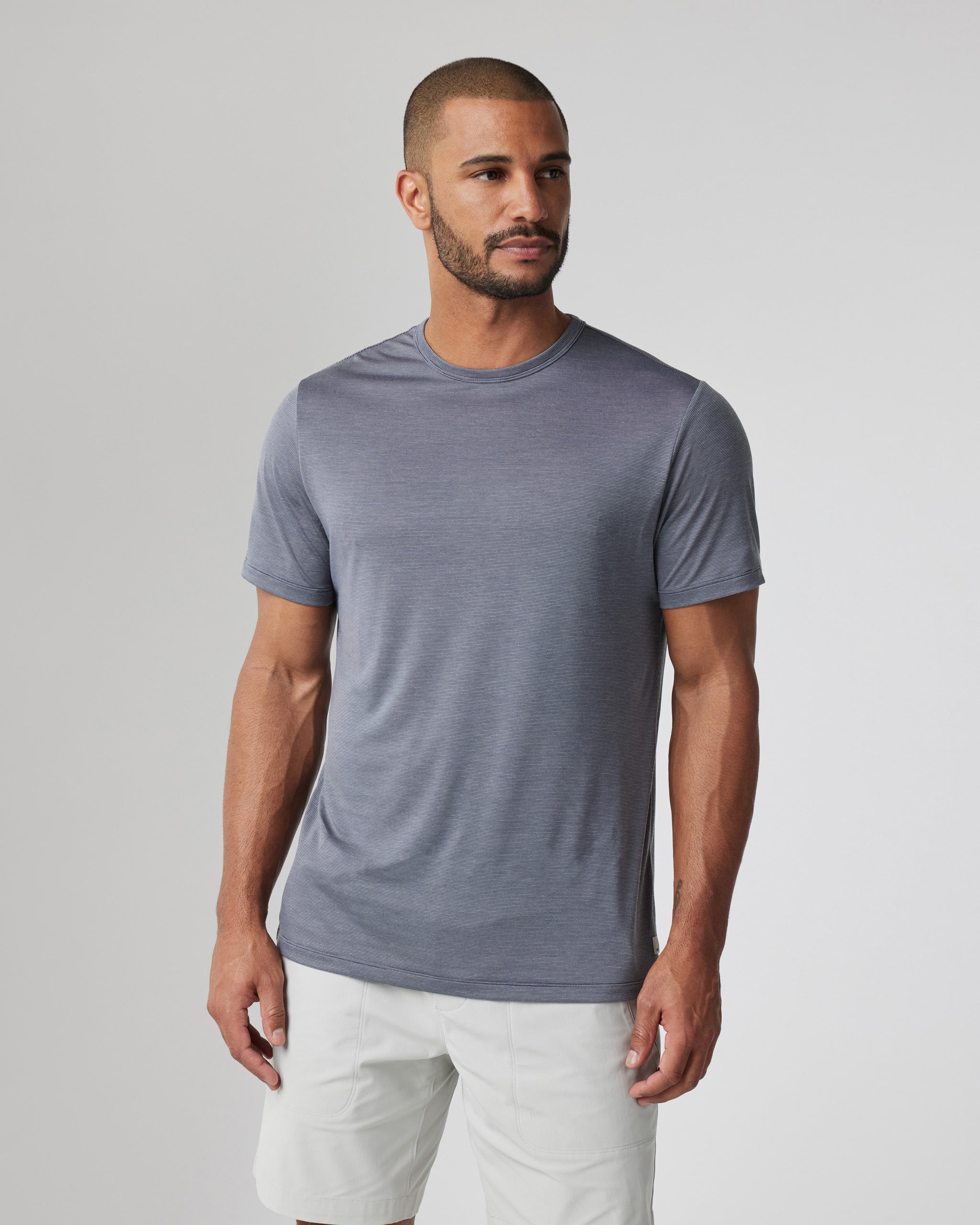 Short Sleeve Marina Stripe Tee | Dark Pewter - Image 2