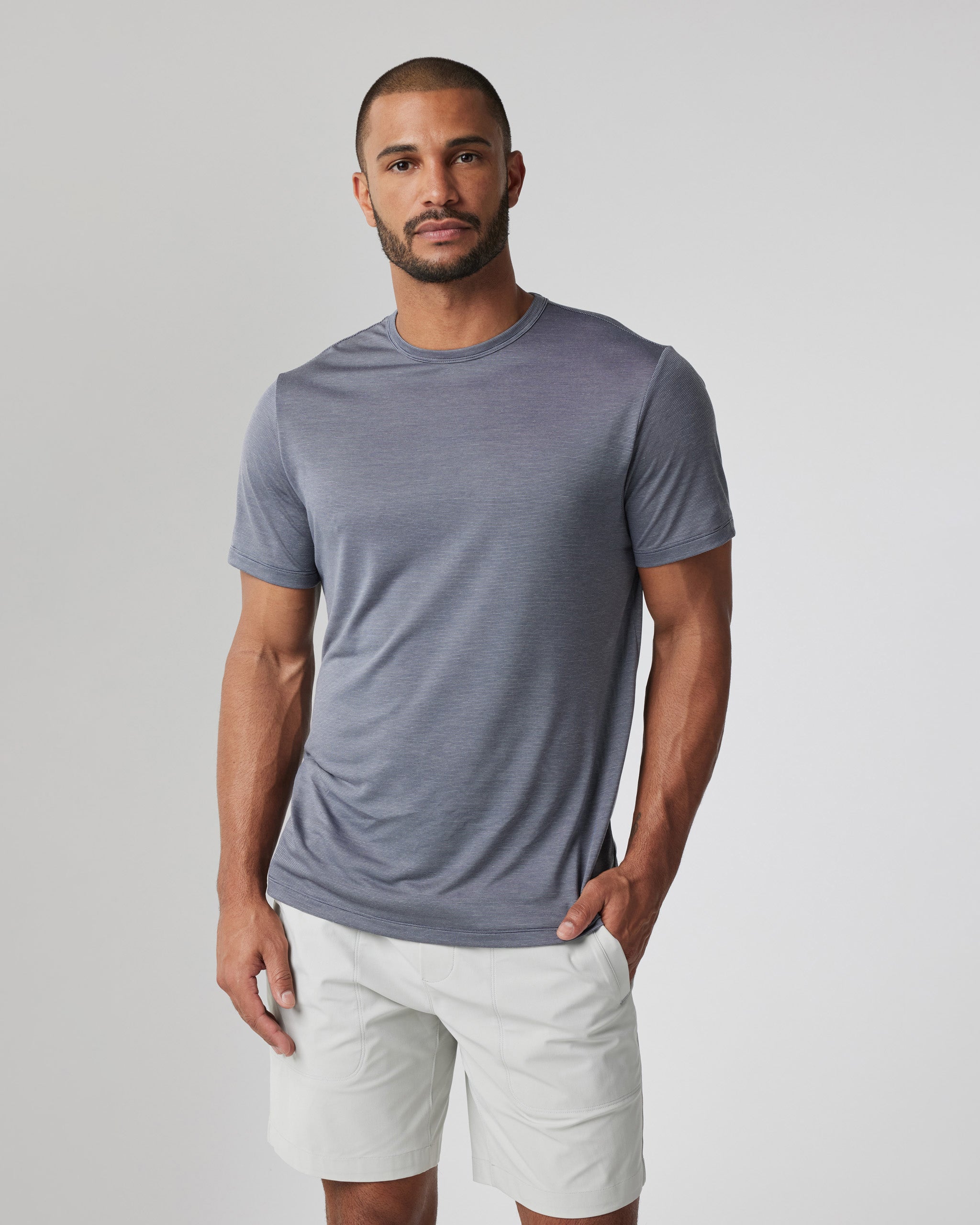 Short Sleeve Marina Stripe Tee | Dark Pewter - Image 5