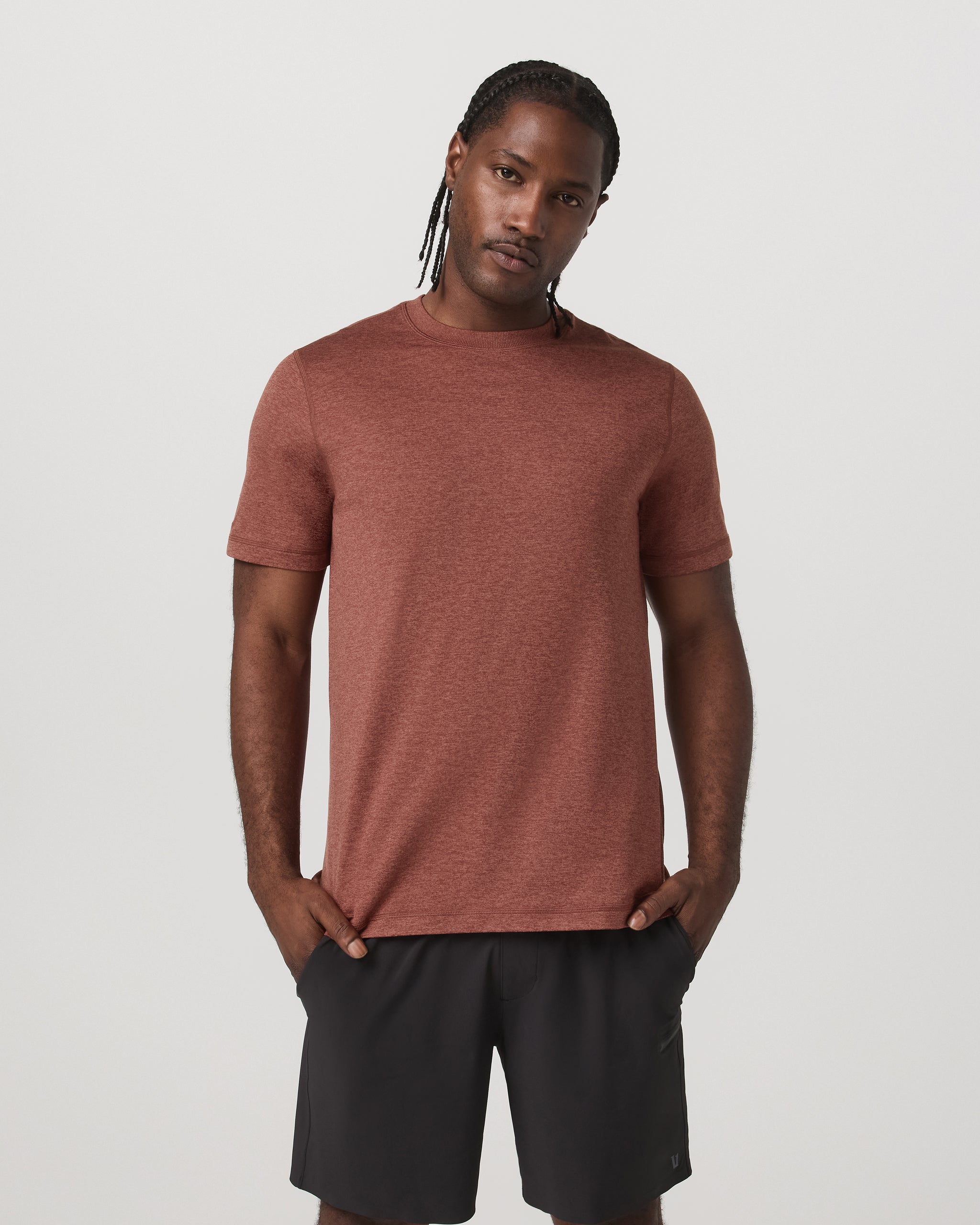 Short Sleeve Ponto Performance Tee | Firebrick Heather - Image 5