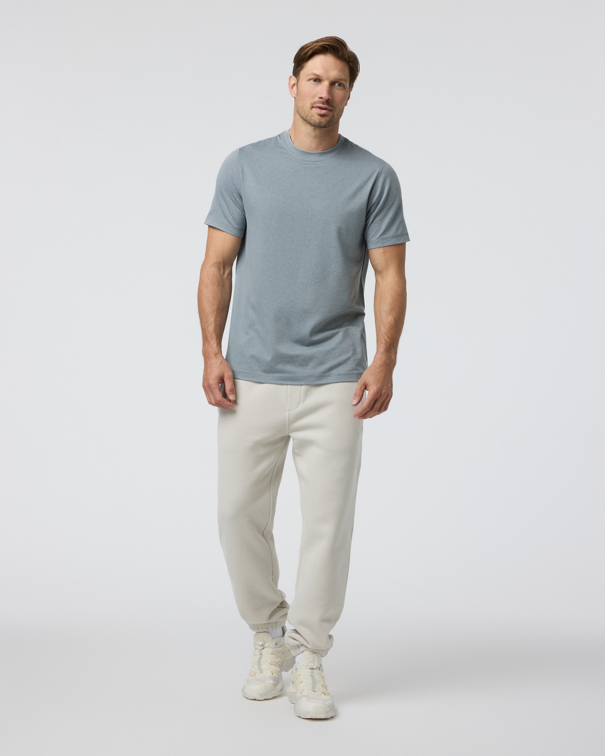 Short Sleeve Ponto Performance Tee | Dusty Blue Heather - Image 3