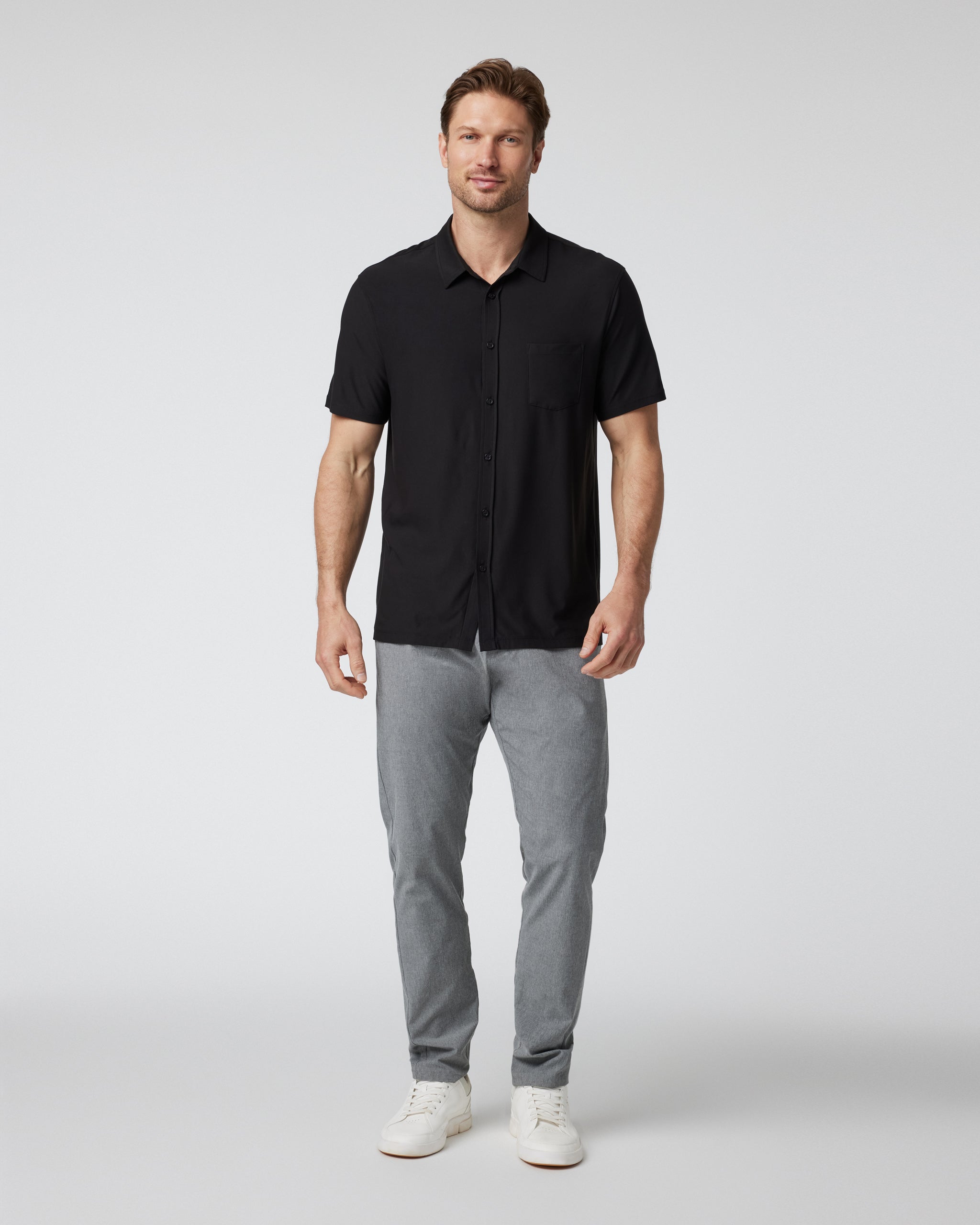 Short Sleeve Strato Button Down | Black - Image 3