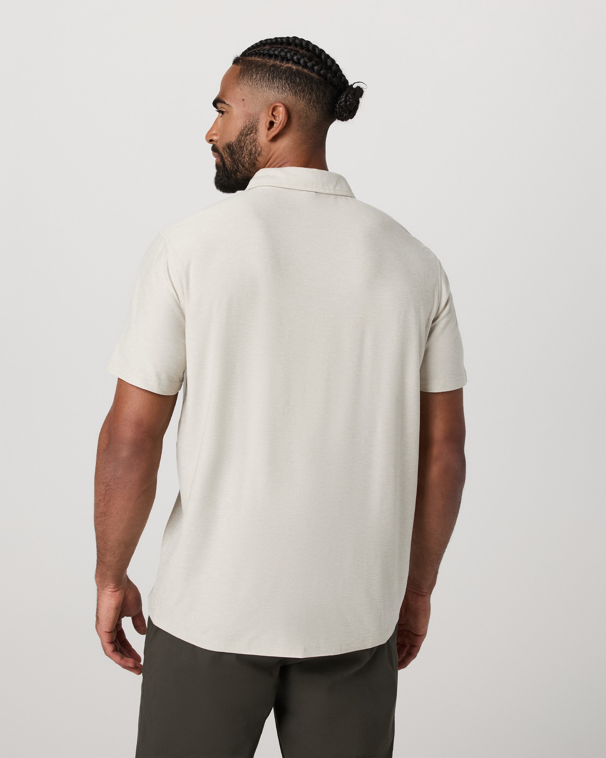 Short Sleeve Strato Button Down | Mushroom Heather - Image 4