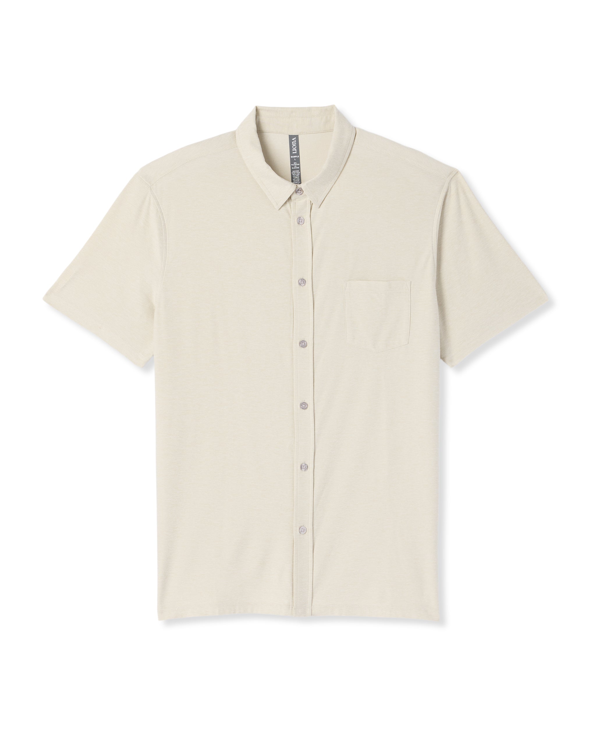 Short Sleeve Strato Button Down | Mushroom Heather - Image 6
