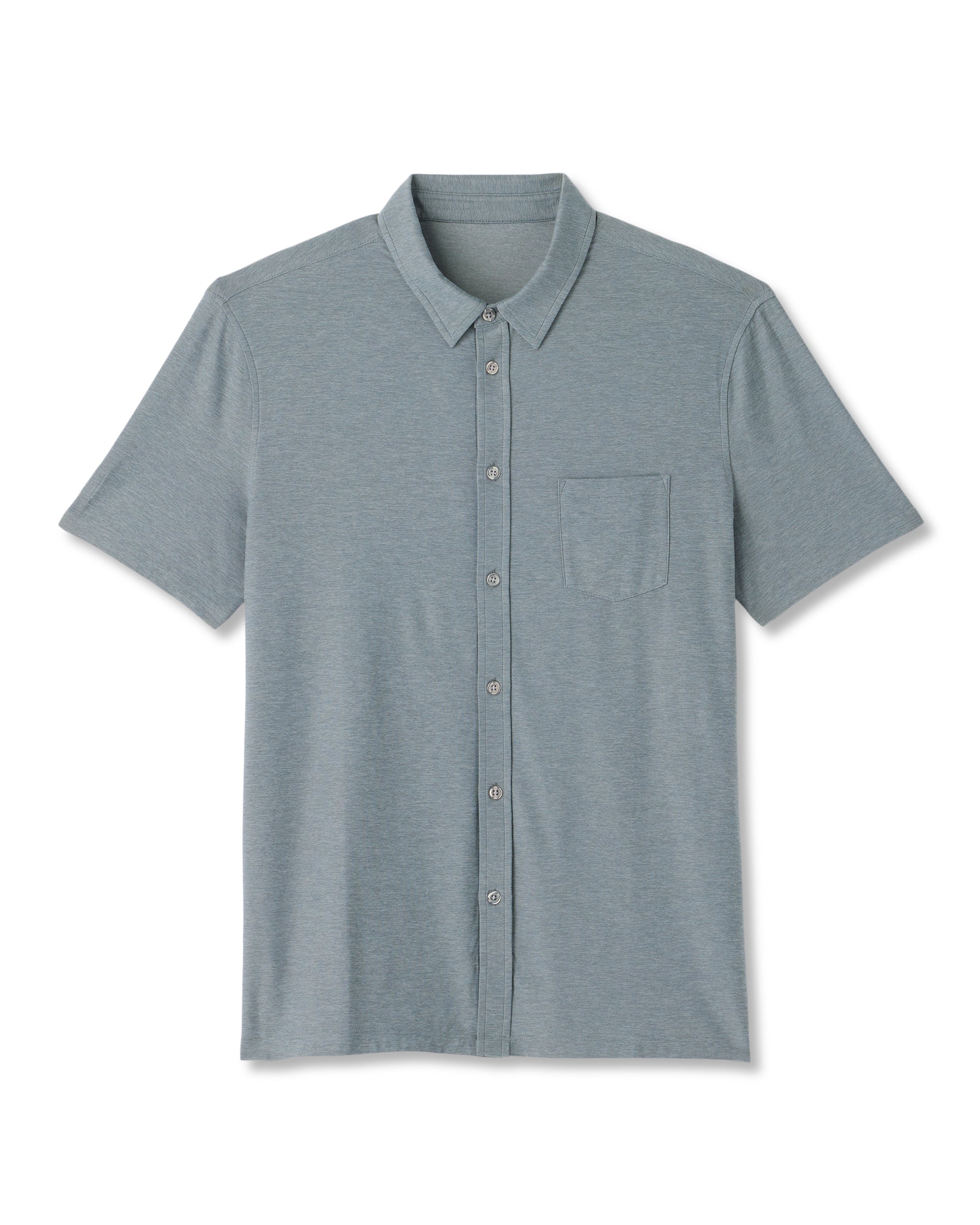 Short Sleeve Strato Button Down | Dusty Blue Heather - Image 6
