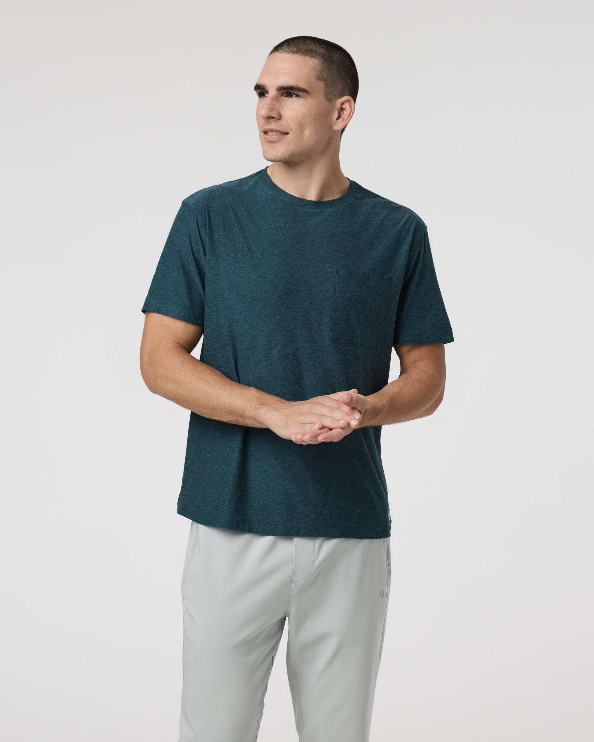Short Sleeve Strato Pocket Tee - Relaxed Fit | Light Deep Sea Heather - Image 2