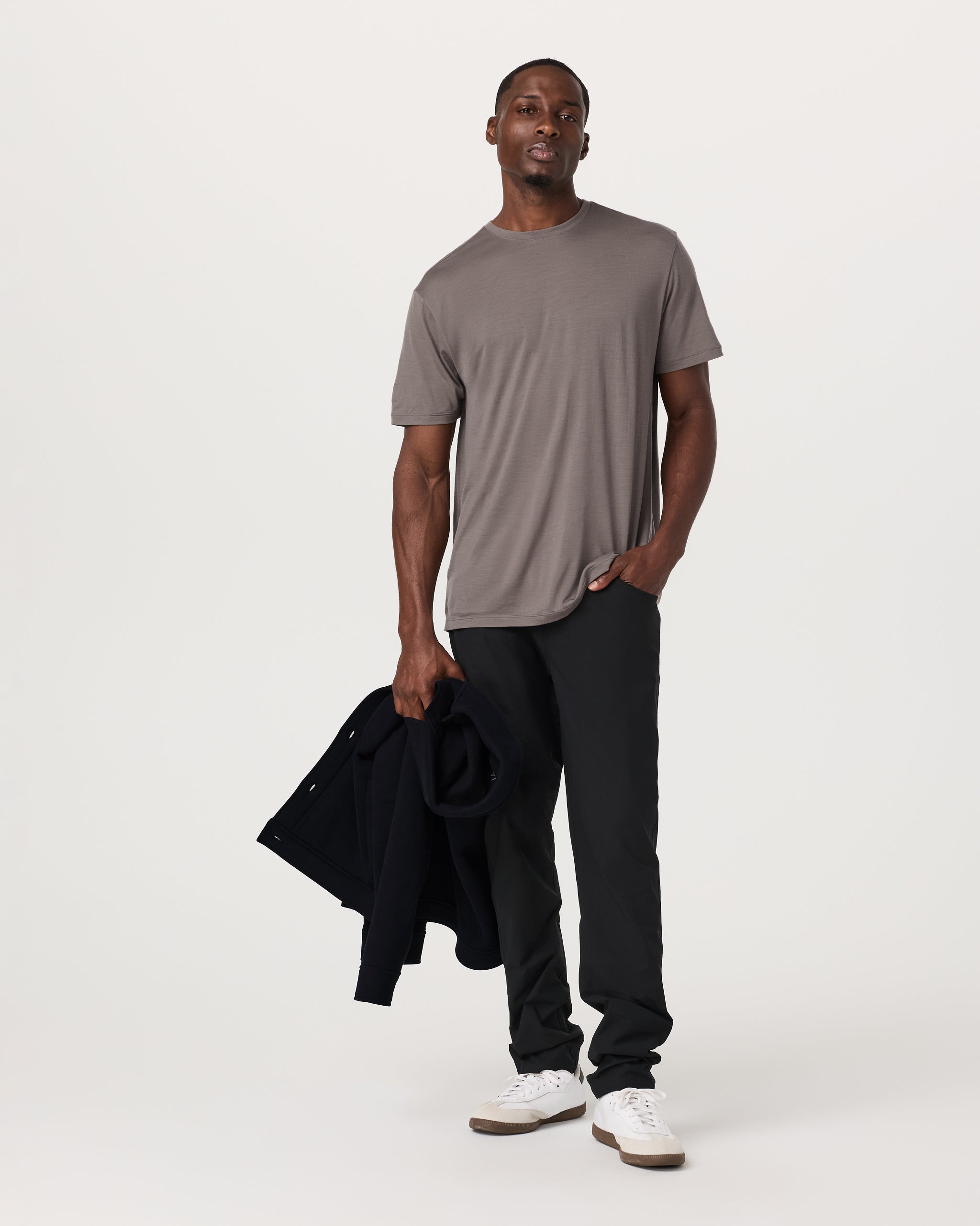 Short Sleeve Merino Wool Tee | Smokey Taupe