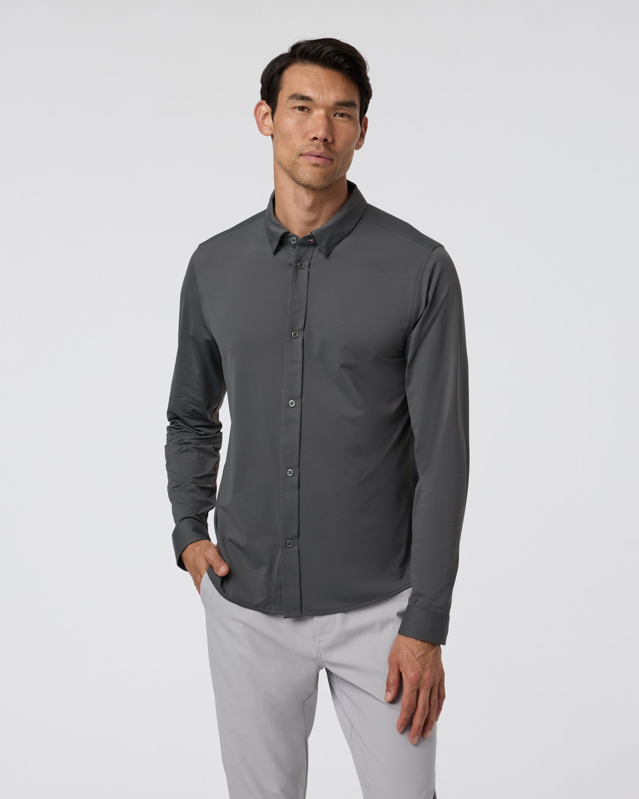 Long Sleeve TravelLite Button Down | Dark Pewter - Image 5