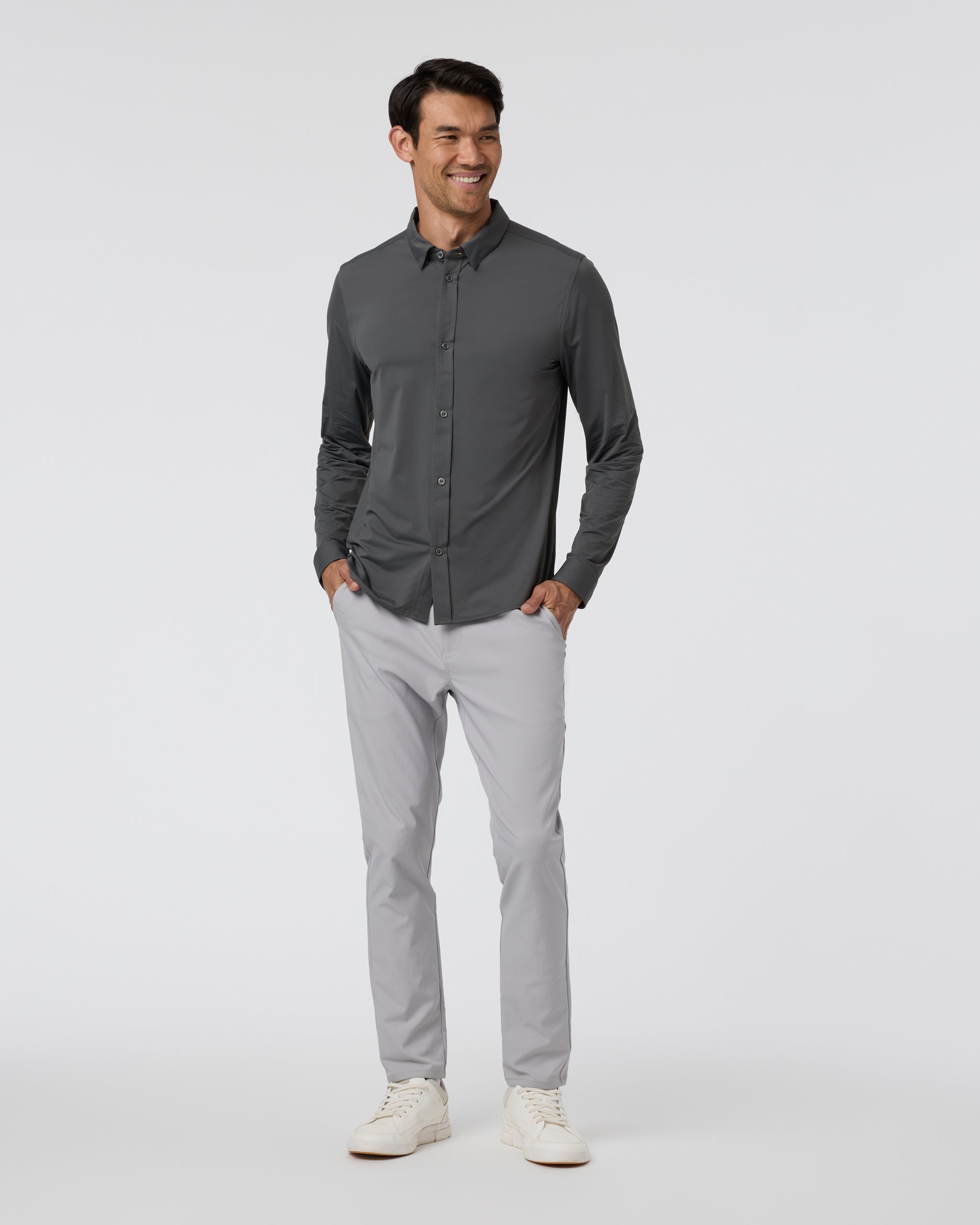 Long Sleeve TravelLite Button Down | Dark Pewter - Image 4