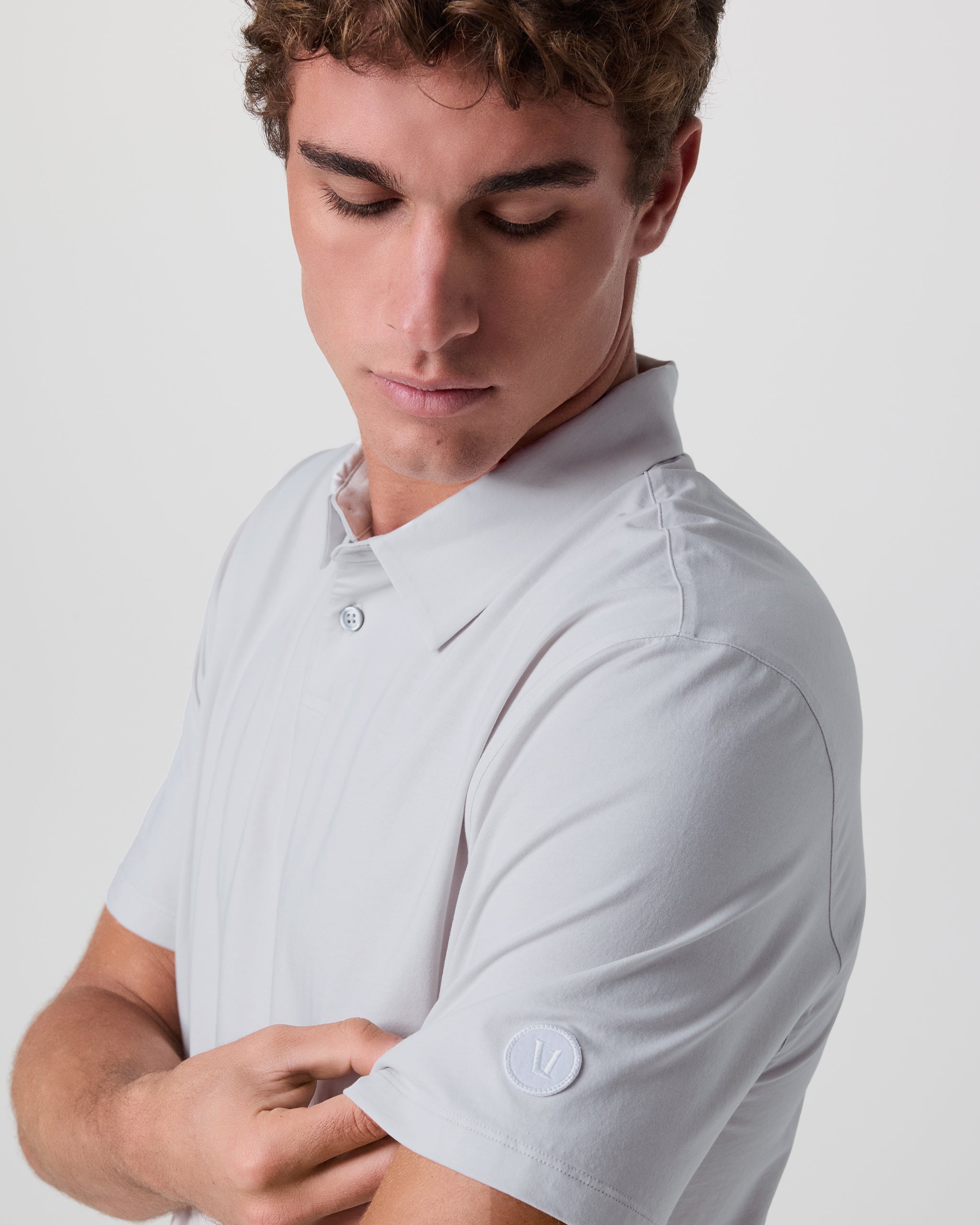 Short Sleeve Feather Polo | Frost Grey - Image 2