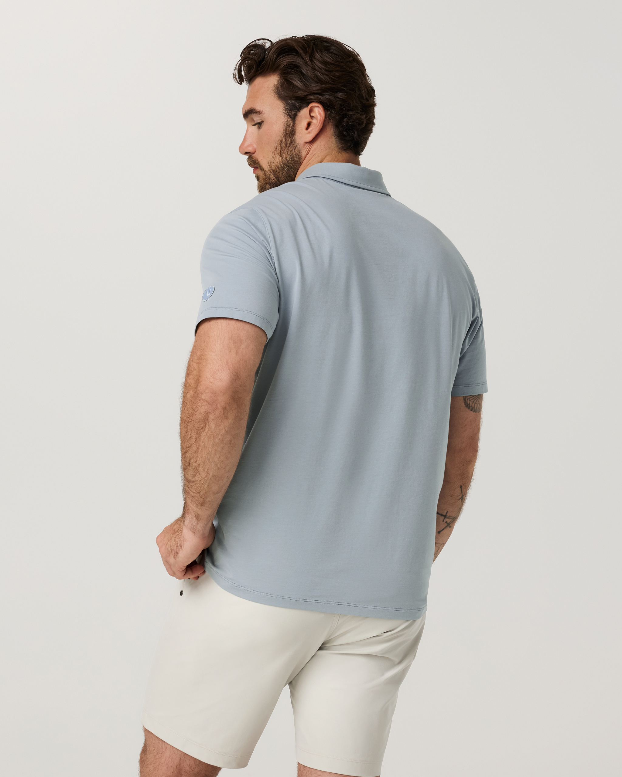 Short Sleeve Feather Polo | Raindrop - Image 5
