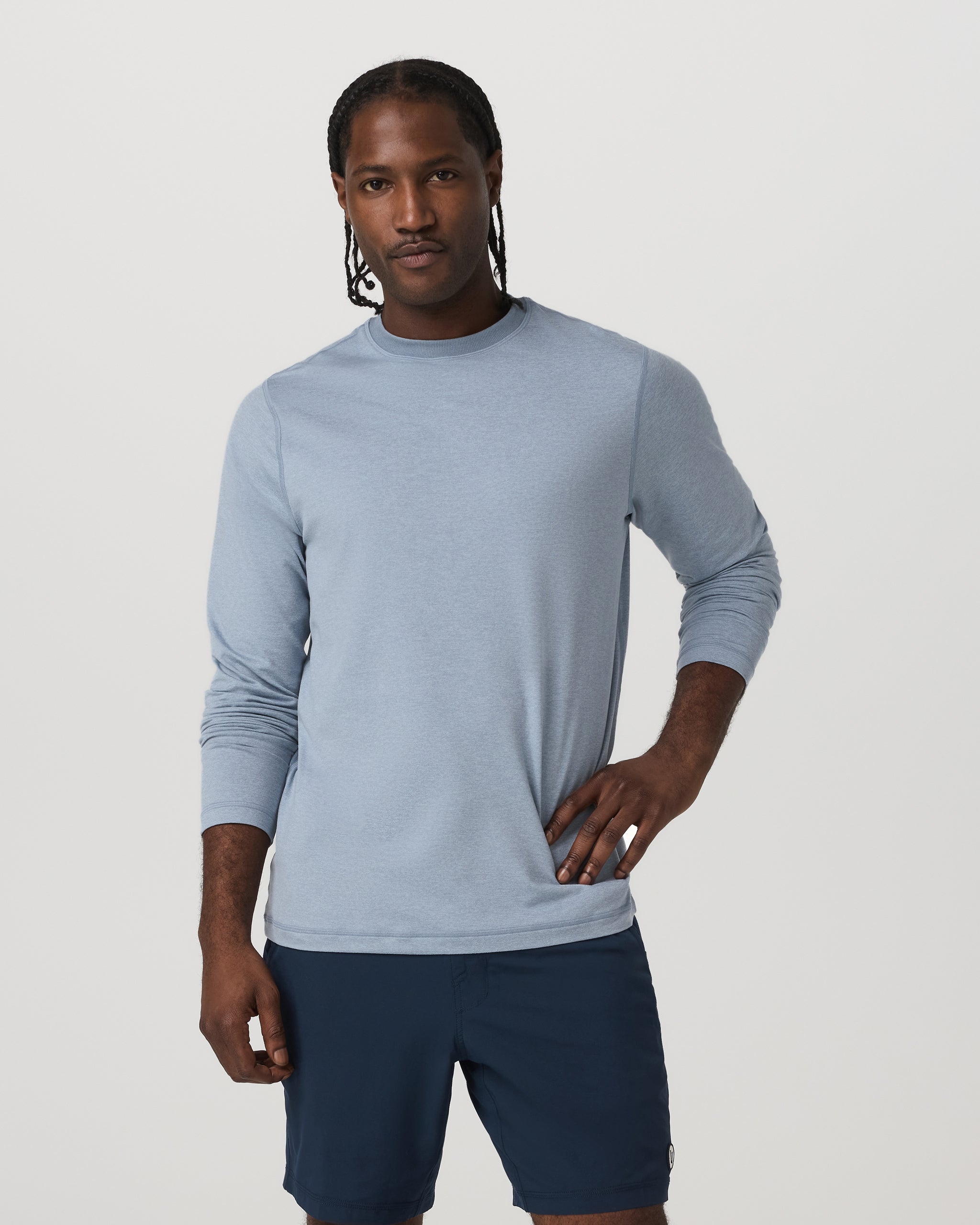 Long Sleeve Ponto Performance Tee | Blue Dusk Heather