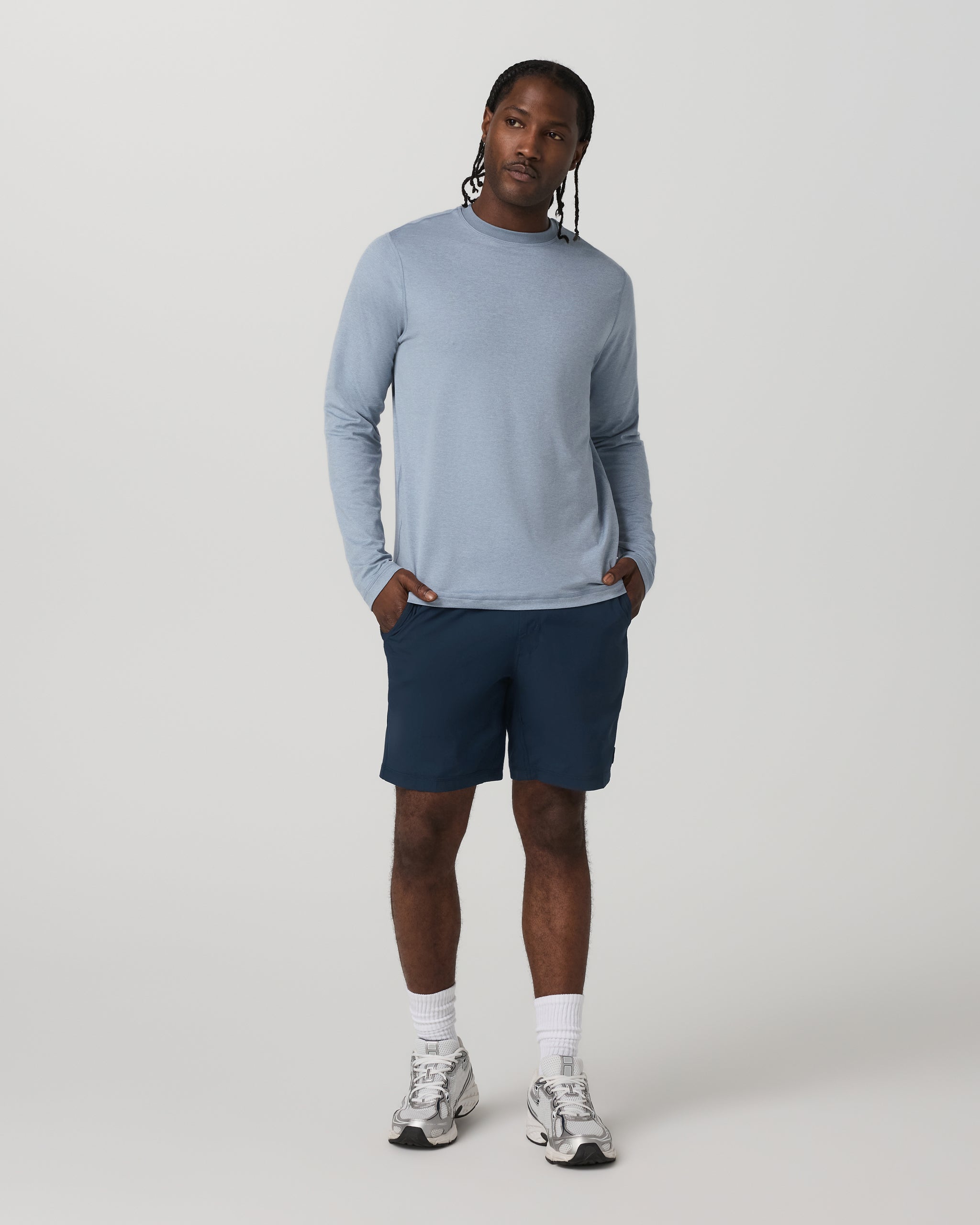 Long Sleeve Ponto Performance Tee | Blue Dusk Heather - Image 4