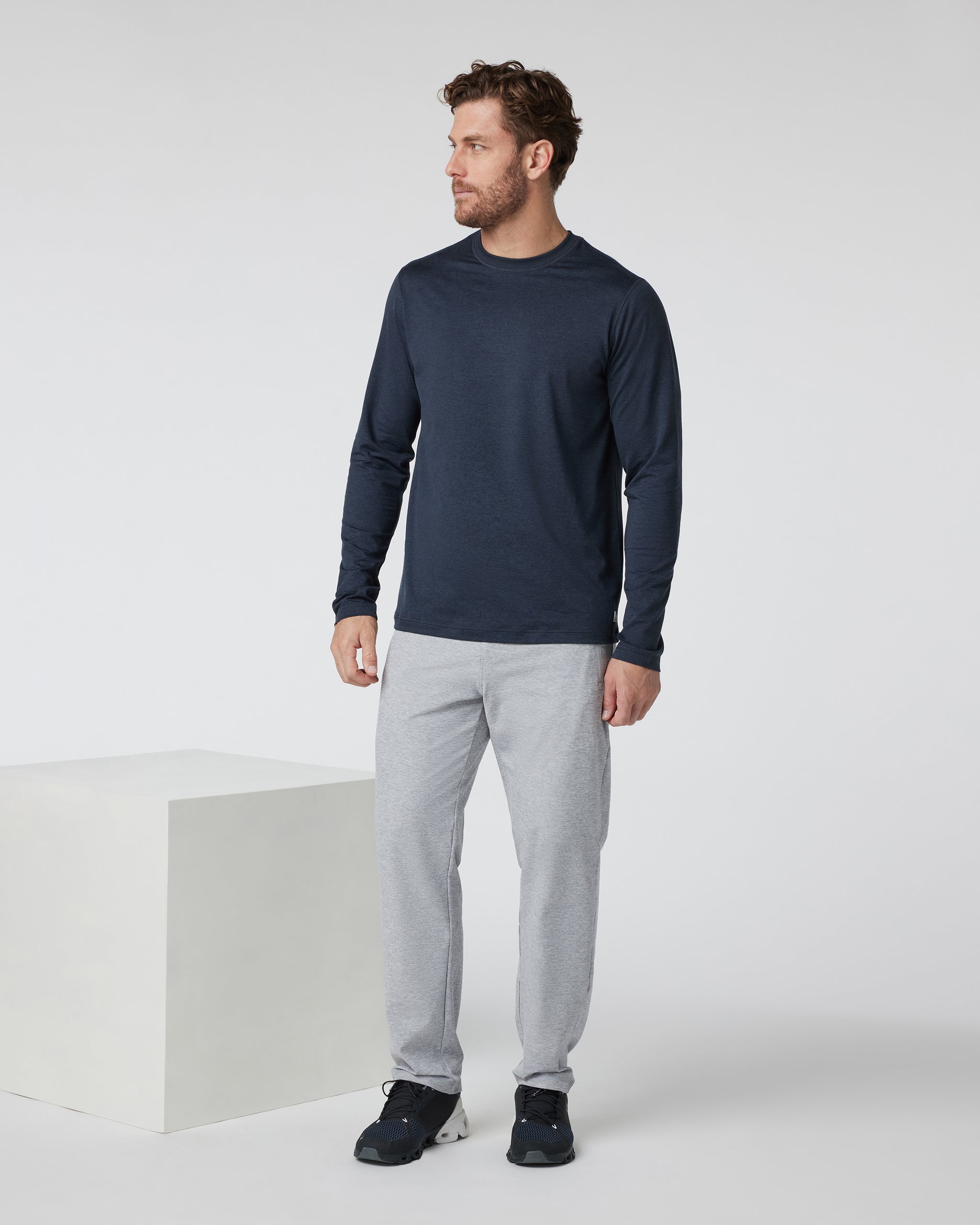 Long Sleeve Ponto Performance Tee | Midnight Heather - Image 3