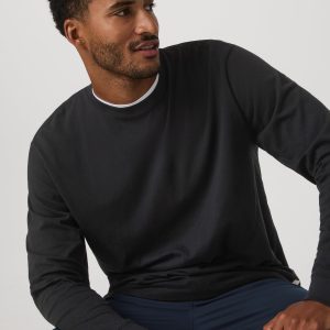 Long Sleeve Vuori Heavyweight Cotton Tee - Relaxed Fit | Black