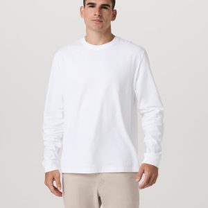 Long Sleeve Vuori Heavyweight Cotton Tee - Relaxed Fit | White