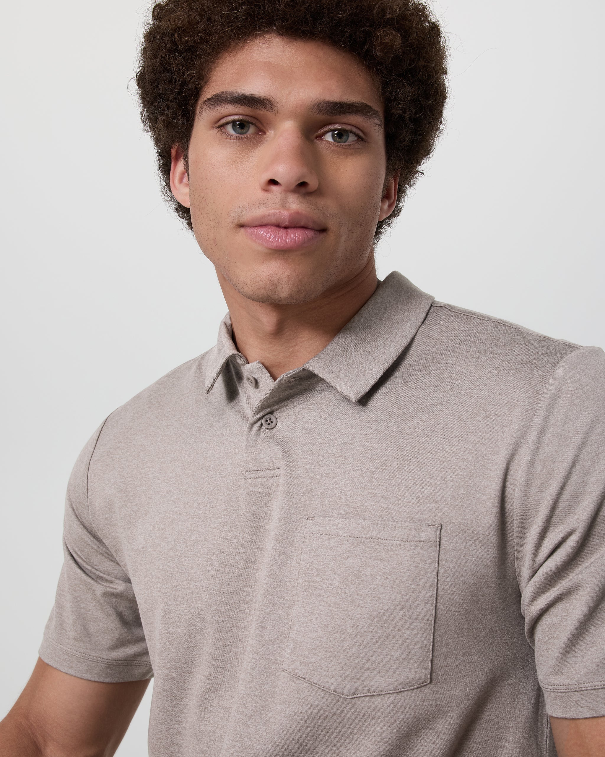 Short Sleeve Ponto Performance Polo | Mocha Heather - Image 2