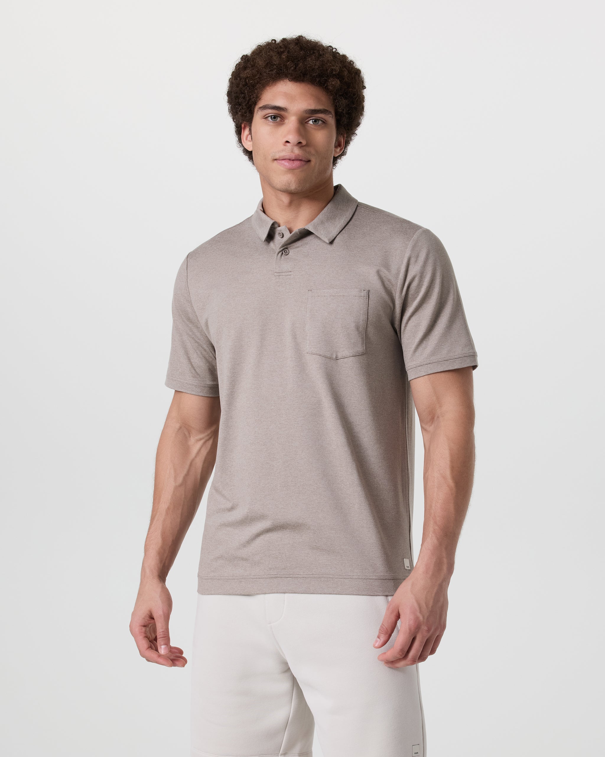 Short Sleeve Ponto Performance Polo | Mocha Heather - Image 5
