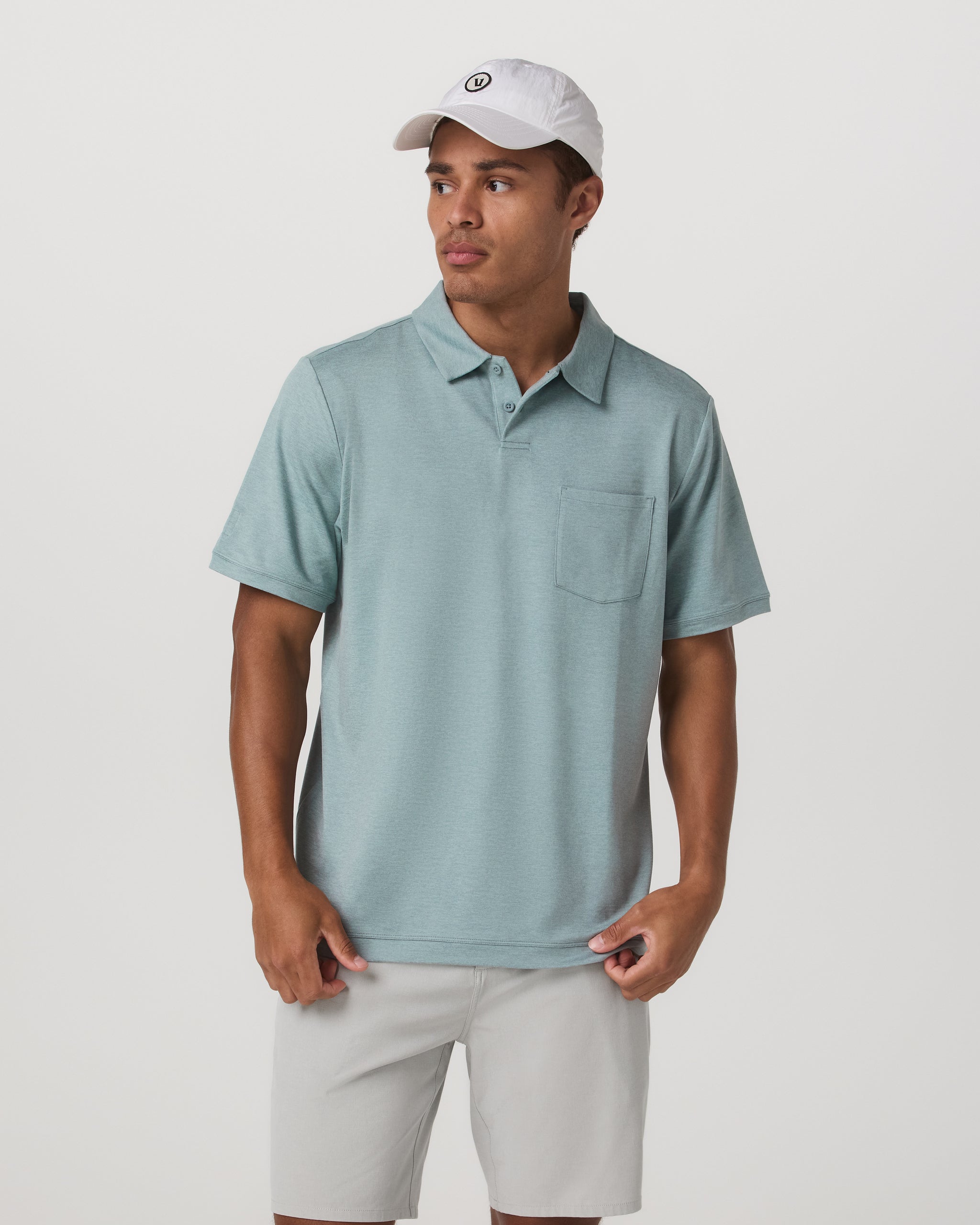 Short Sleeve Ponto Performance Polo | Misty Blue Heather - Image 2