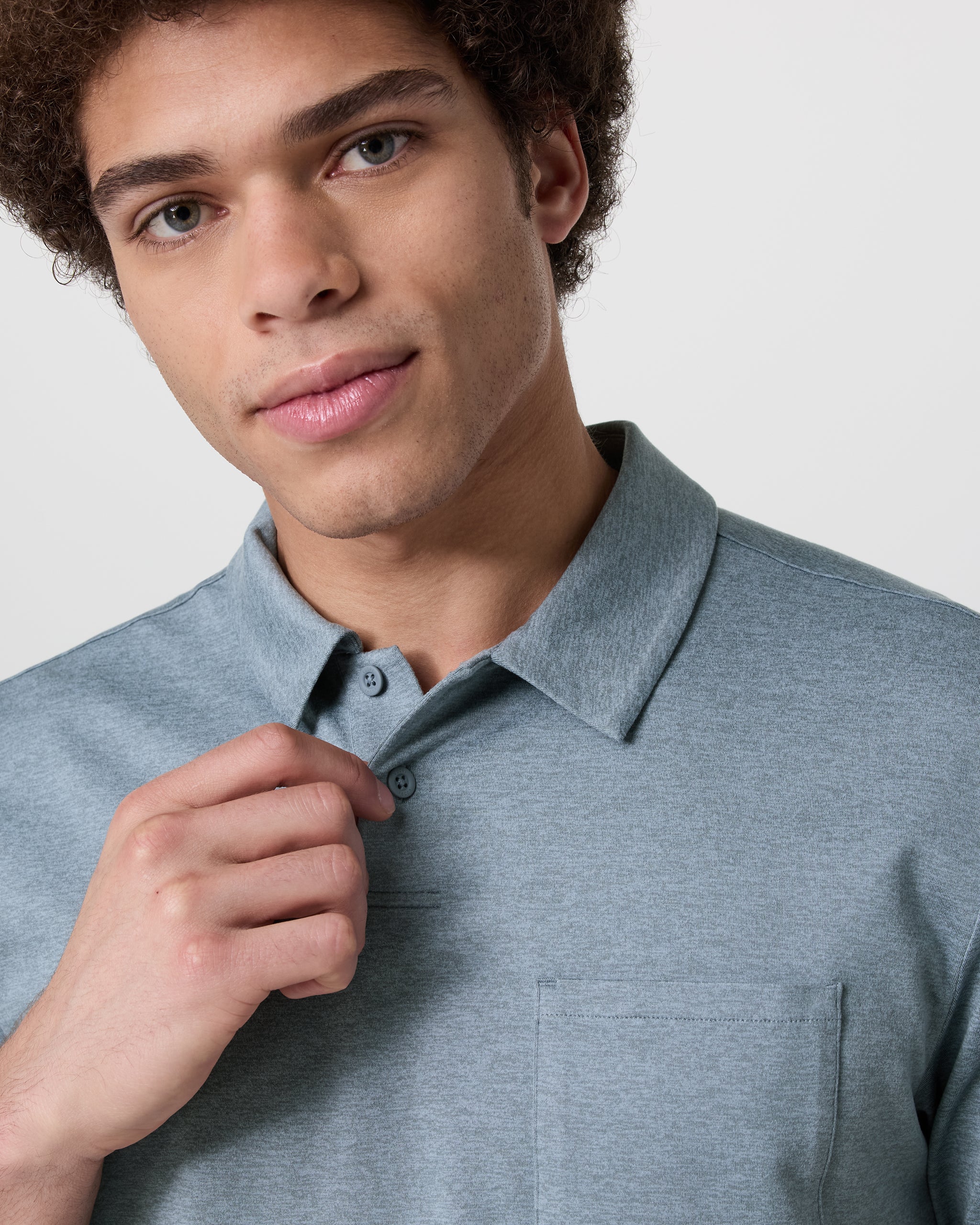 Short Sleeve Ponto Performance Polo | Dusty Blue Heather - Image 2
