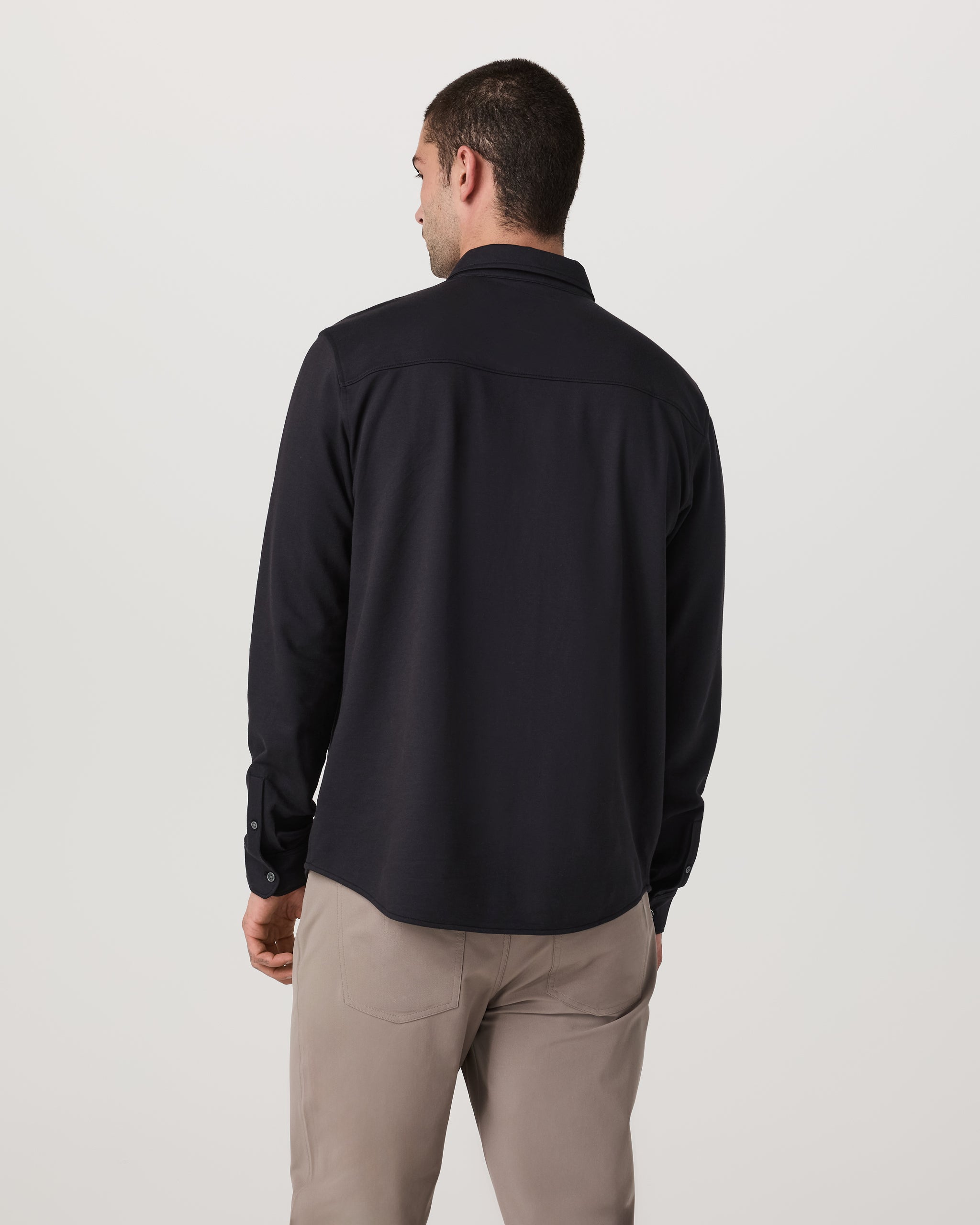 Long Sleeve Knit Oxford Button Down - Classic Fit | Black - Image 3