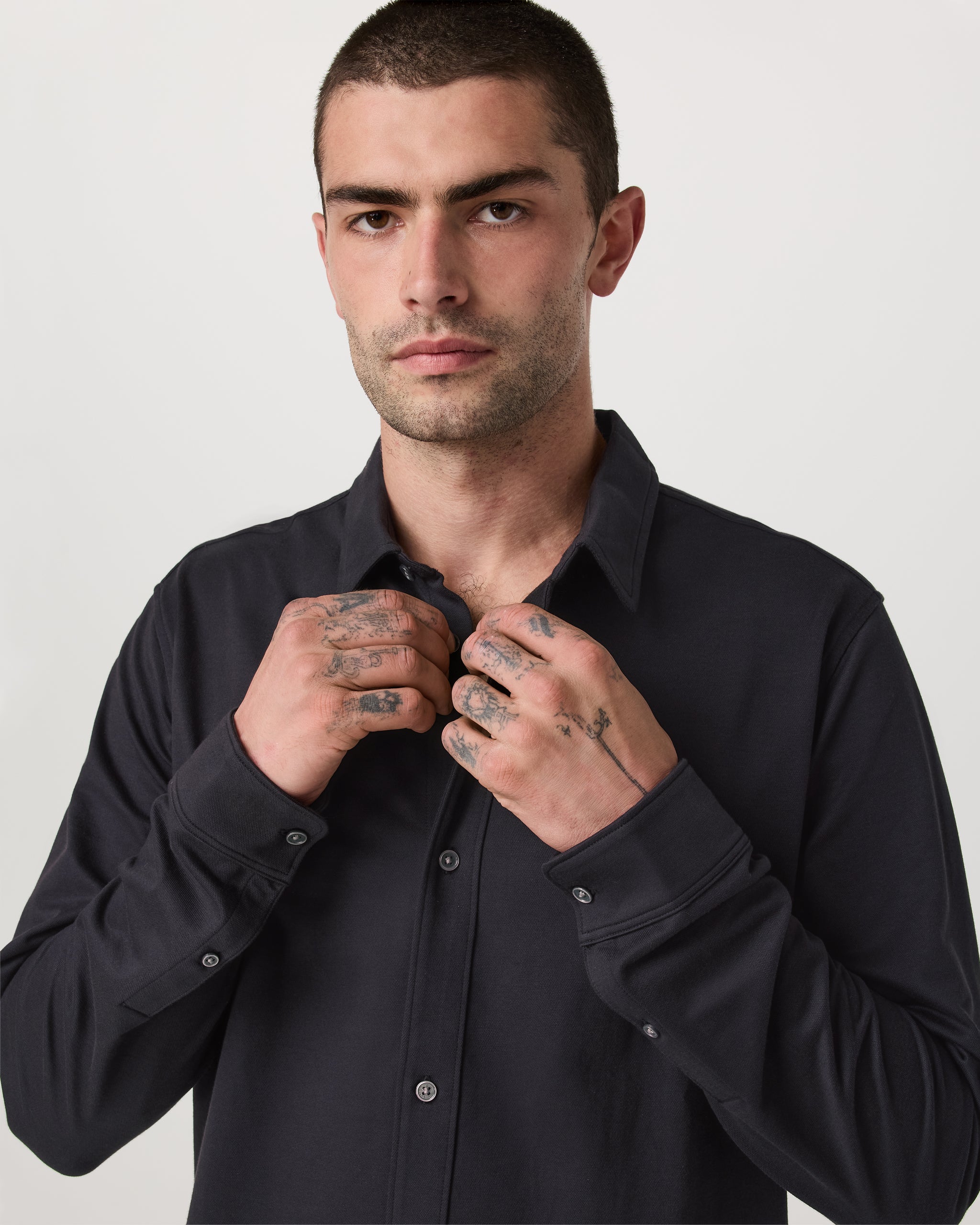 Long Sleeve Knit Oxford Button Down - Classic Fit | Black - Image 2