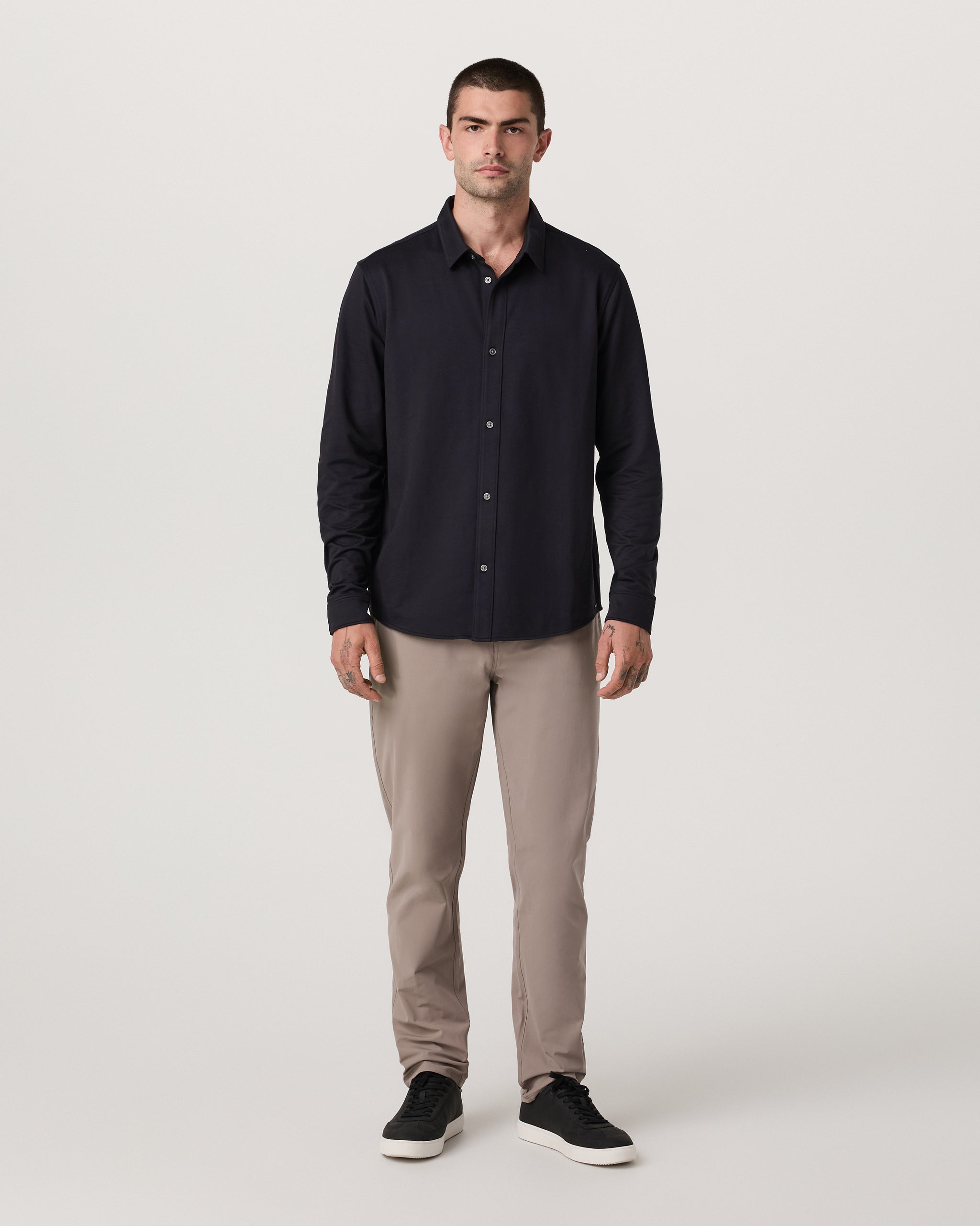 Long Sleeve Knit Oxford Button Down - Classic Fit | Black - Image 4