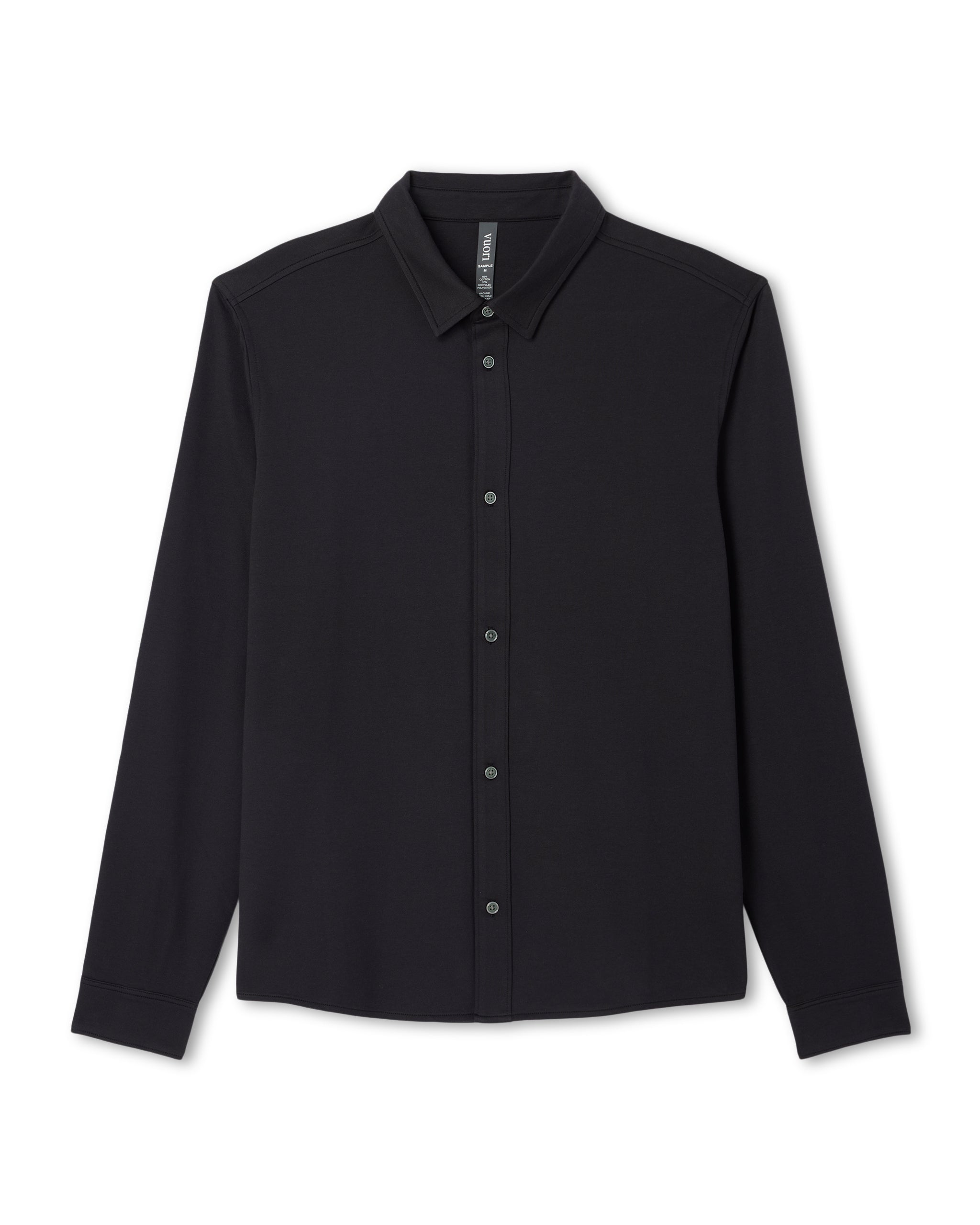 Long Sleeve Knit Oxford Button Down - Classic Fit | Black - Image 6