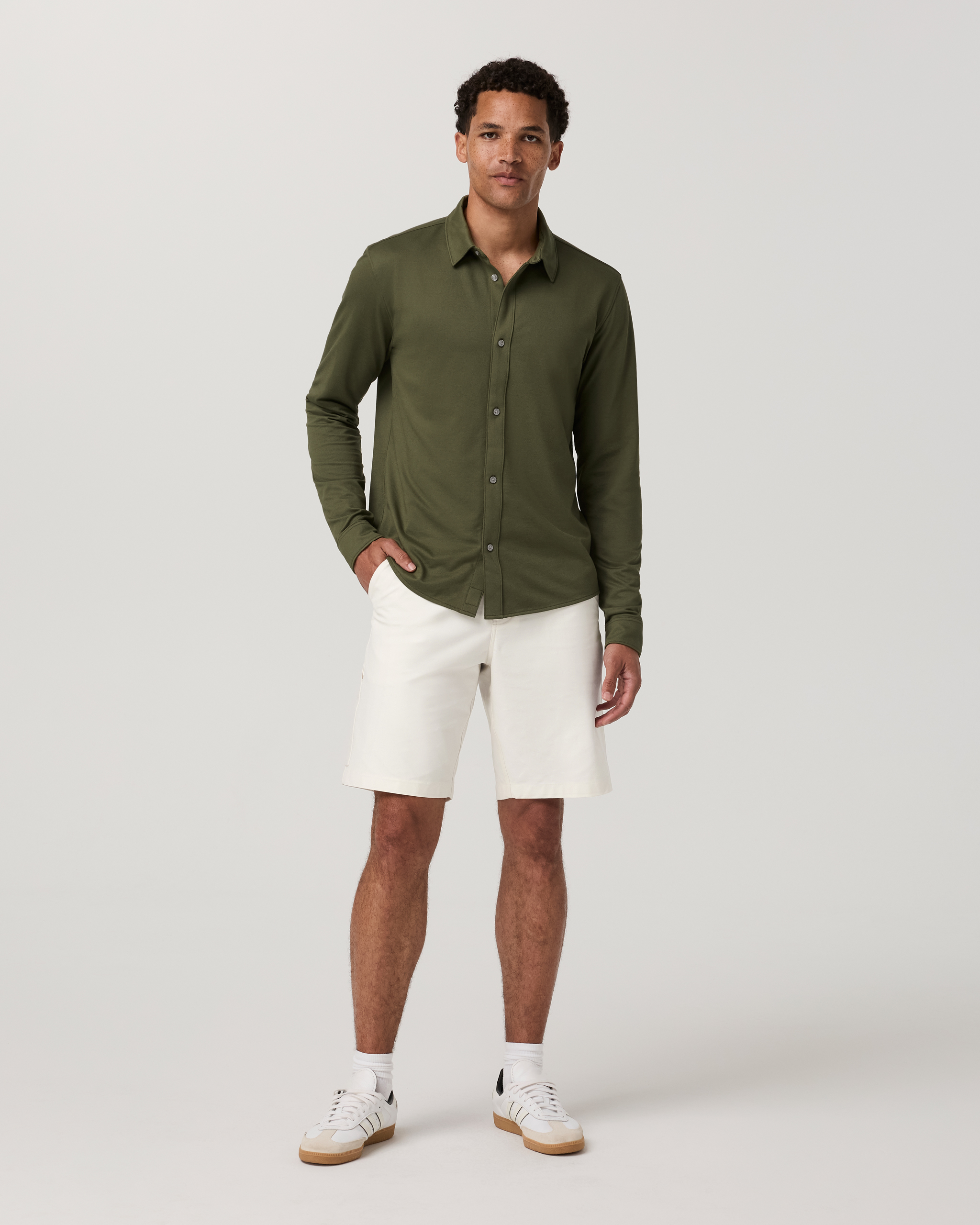 Long Sleeve Knit Oxford Button Down | Herb - Image 4