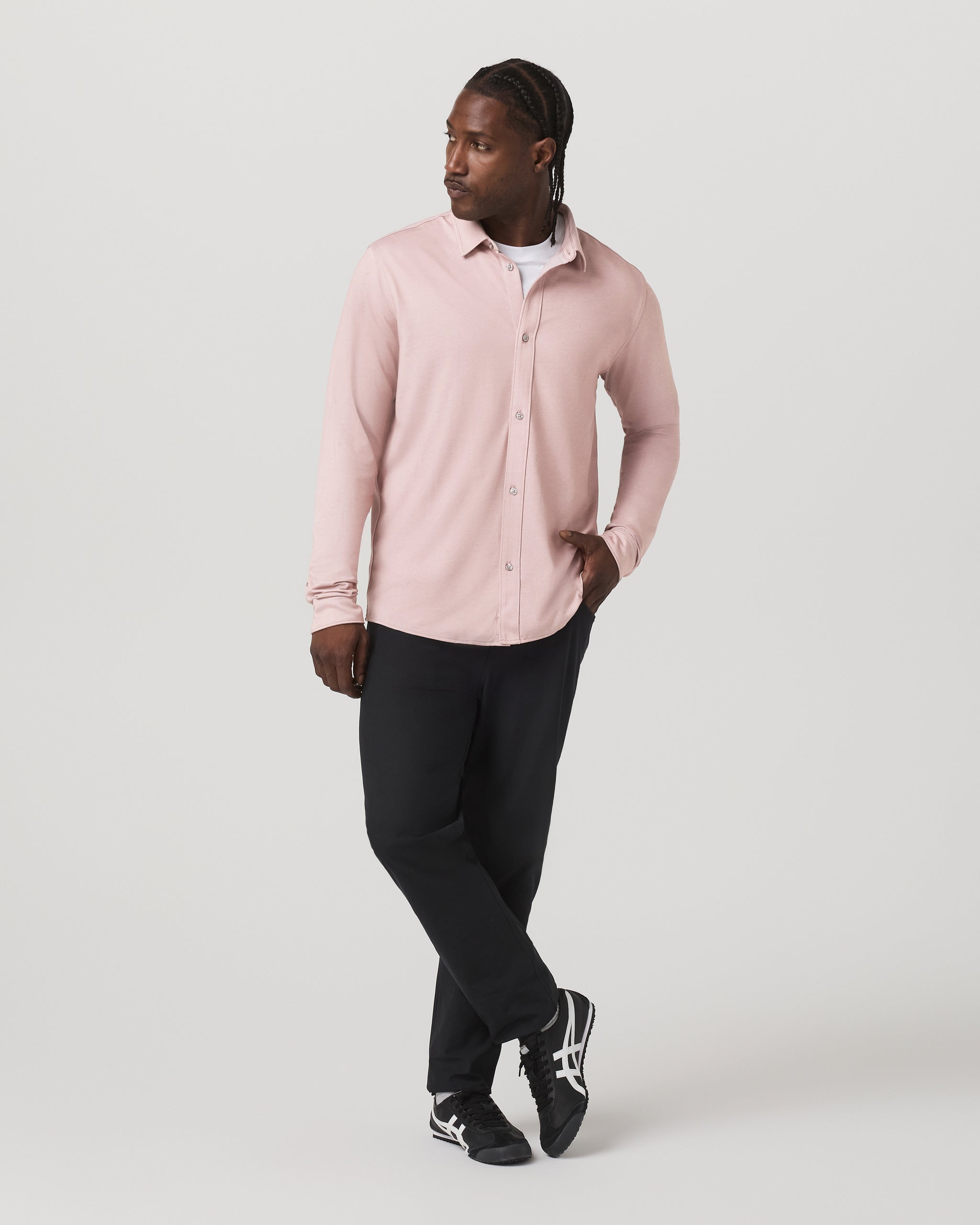 Long Sleeve Knit Oxford Button Down - Classic Fit | Mauve - Image 4
