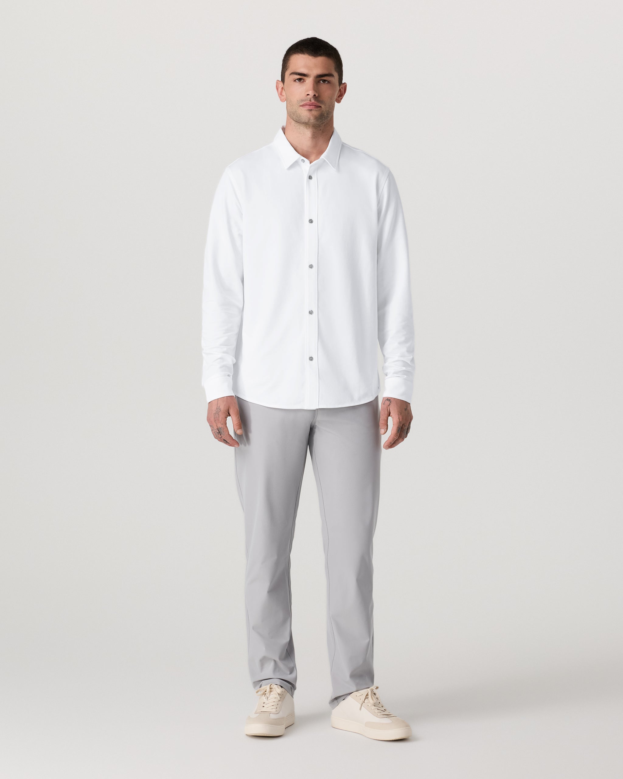 Long Sleeve Knit Oxford Button Down - Classic Fit | White - Image 5