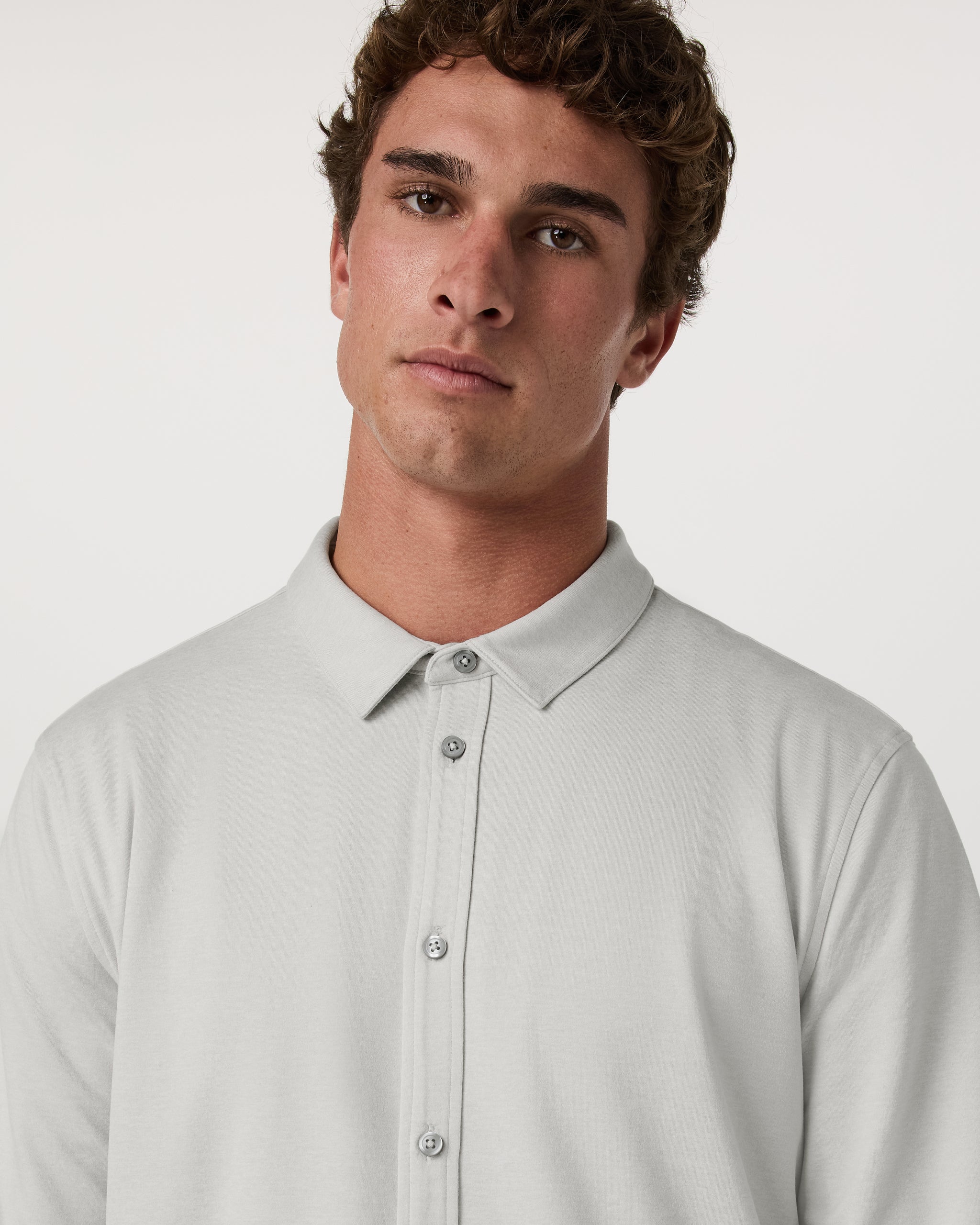 Long Sleeve Ponto Button Down Shirt | Salt Heather